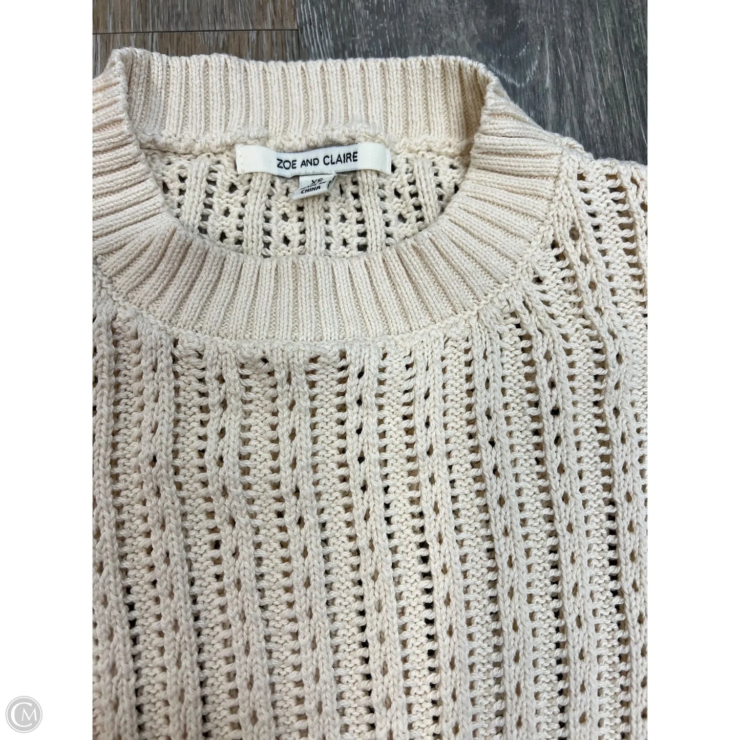 Sweater Short Sleeve By Zoe and Claire In Cream, Size: Xs