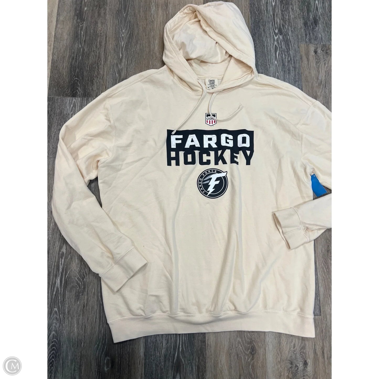 -Athletic Sweatshirt Hoodie By Comfort Colors In Cream, Size: Xl