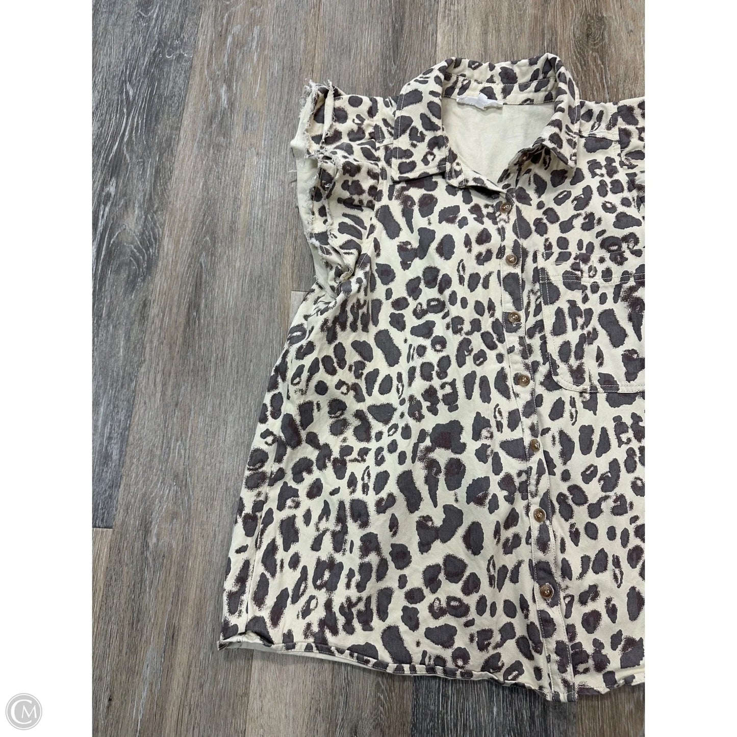 Blouse Short Sleeve By Entro In Animal Print, Size: L