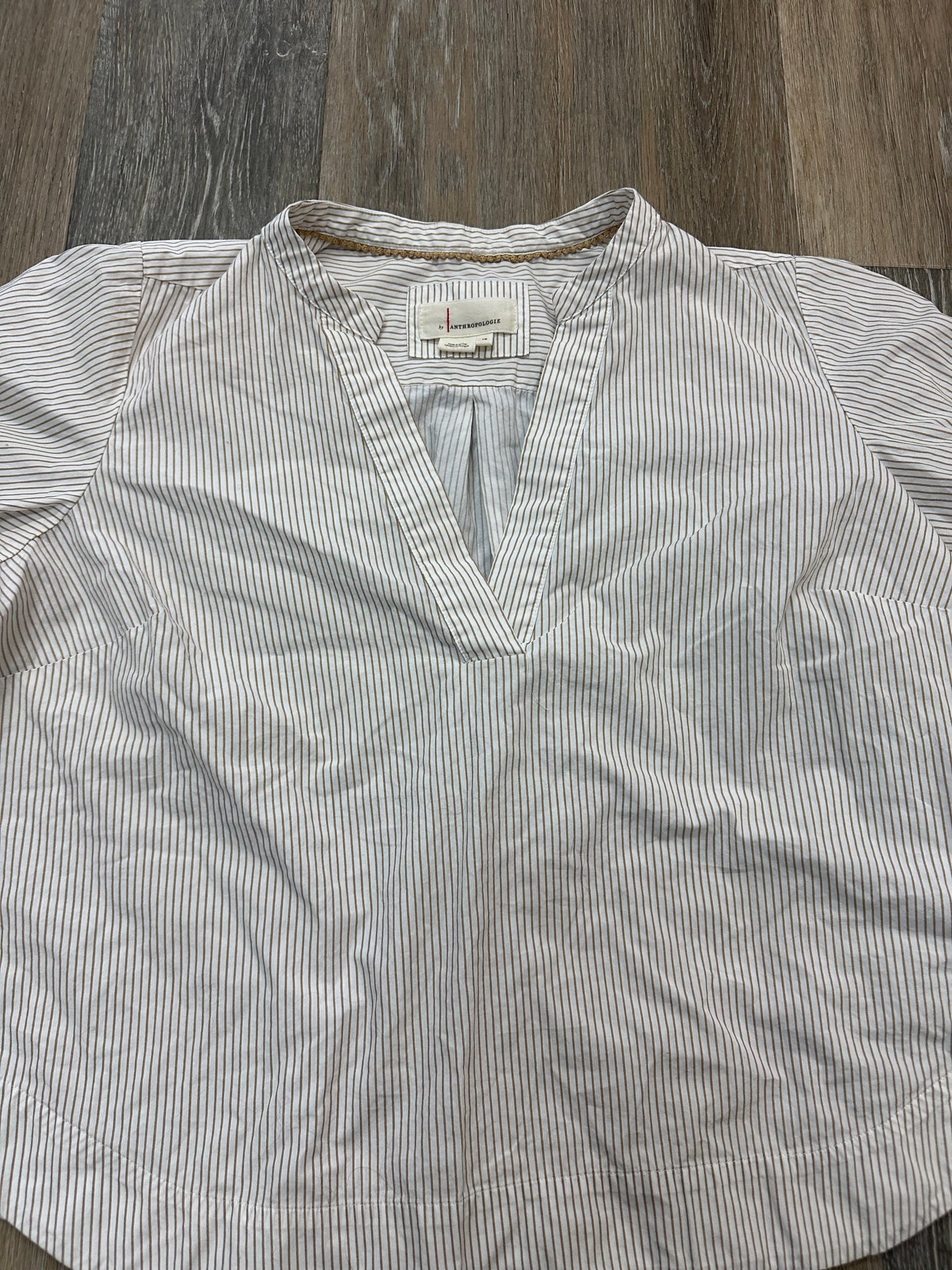 Blouse Short Sleeve By Anthropologie In Striped Pattern, Size: 1x