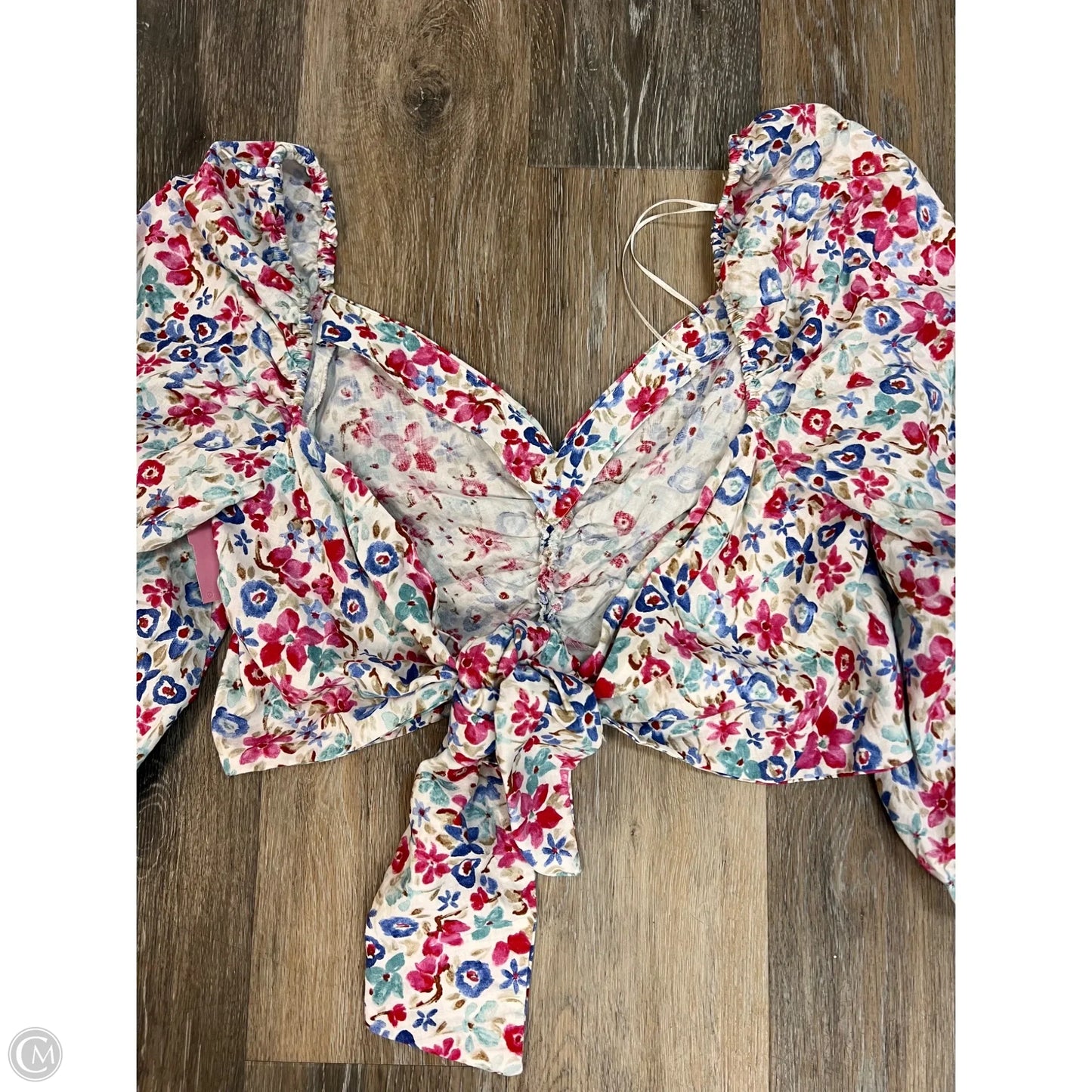 Blouse Long Sleeve By Zara In Floral, Size: M