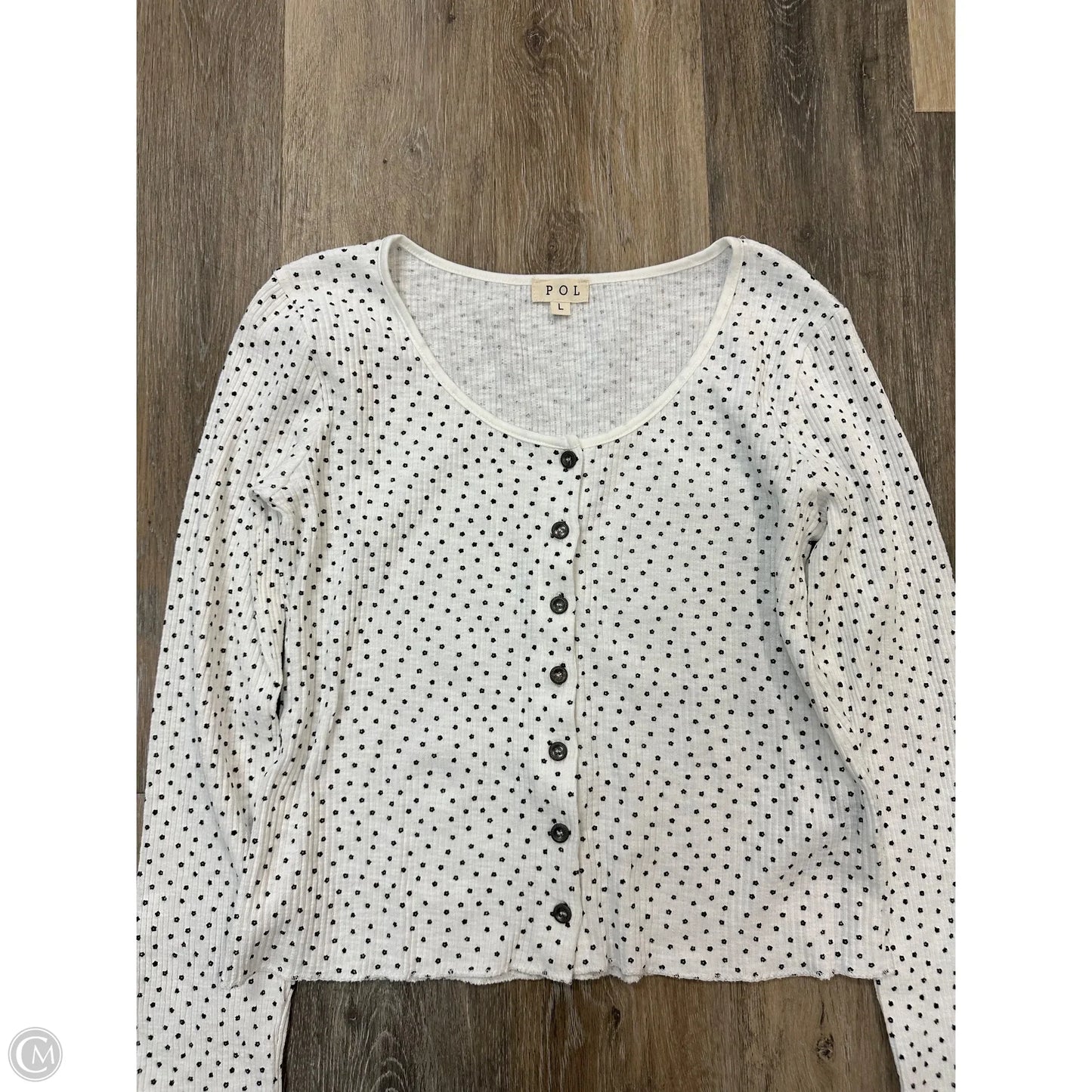 Top Long Sleeve By Pol In Black & White, Size: L