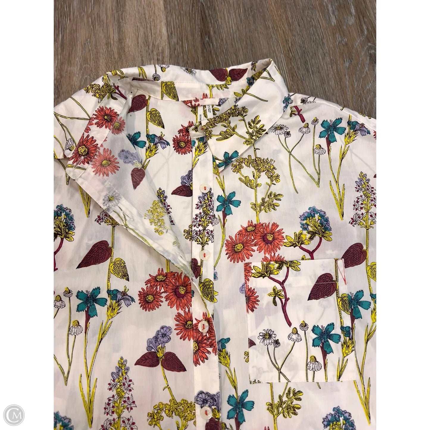 Blouse Short Sleeve By Anthropologie In Floral Print, Size: Xs