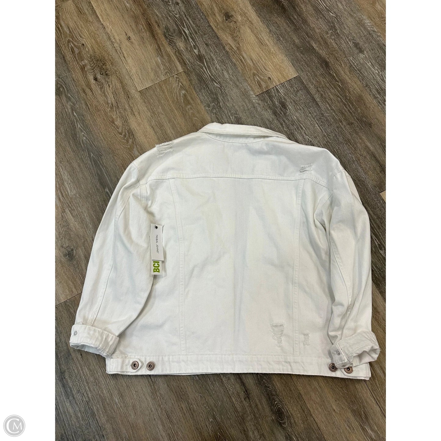 Jacket Denim By Tribal In White Denim, Size: Xl