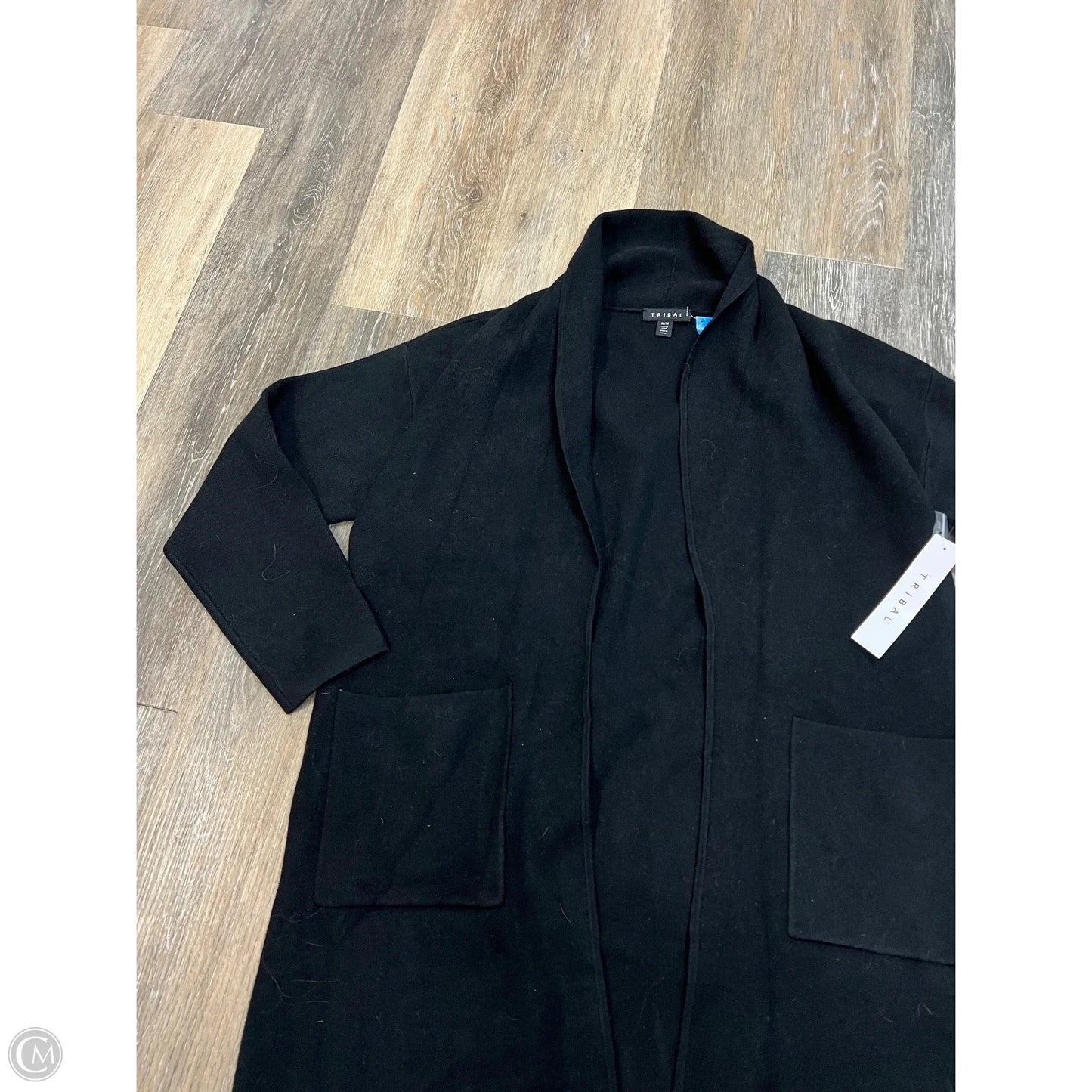 Sweater Cardigan By Tribal In Black, Size: M