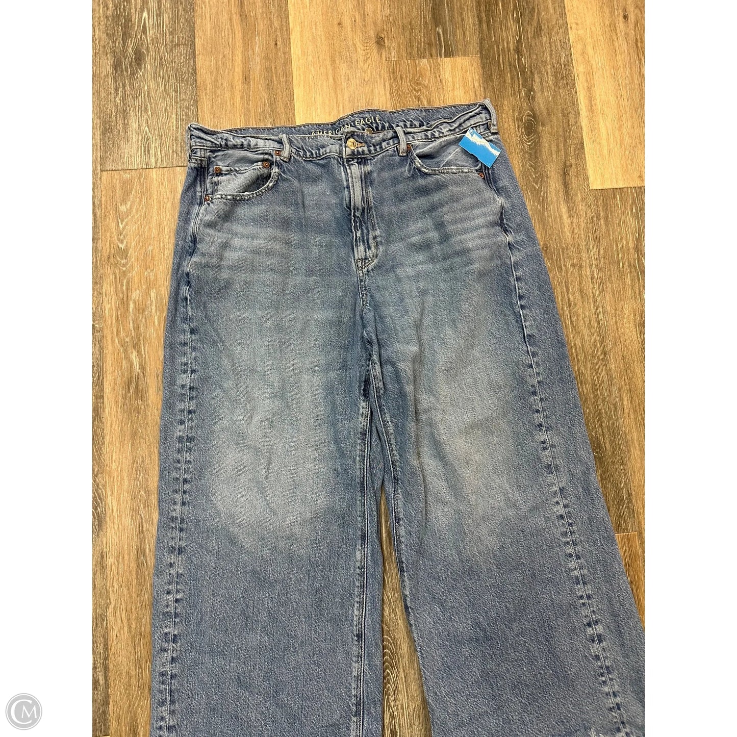 Jeans Wide Leg By American Eagle In Blue Denim, Size: 18