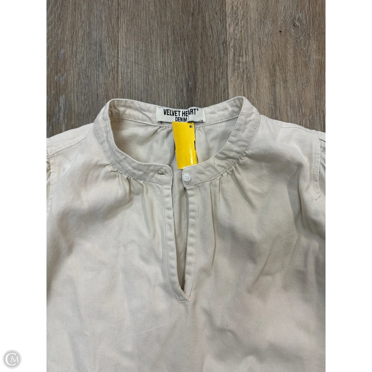 Blouse Short Sleeve By Velvet Heart In Cream Denim, Size: M