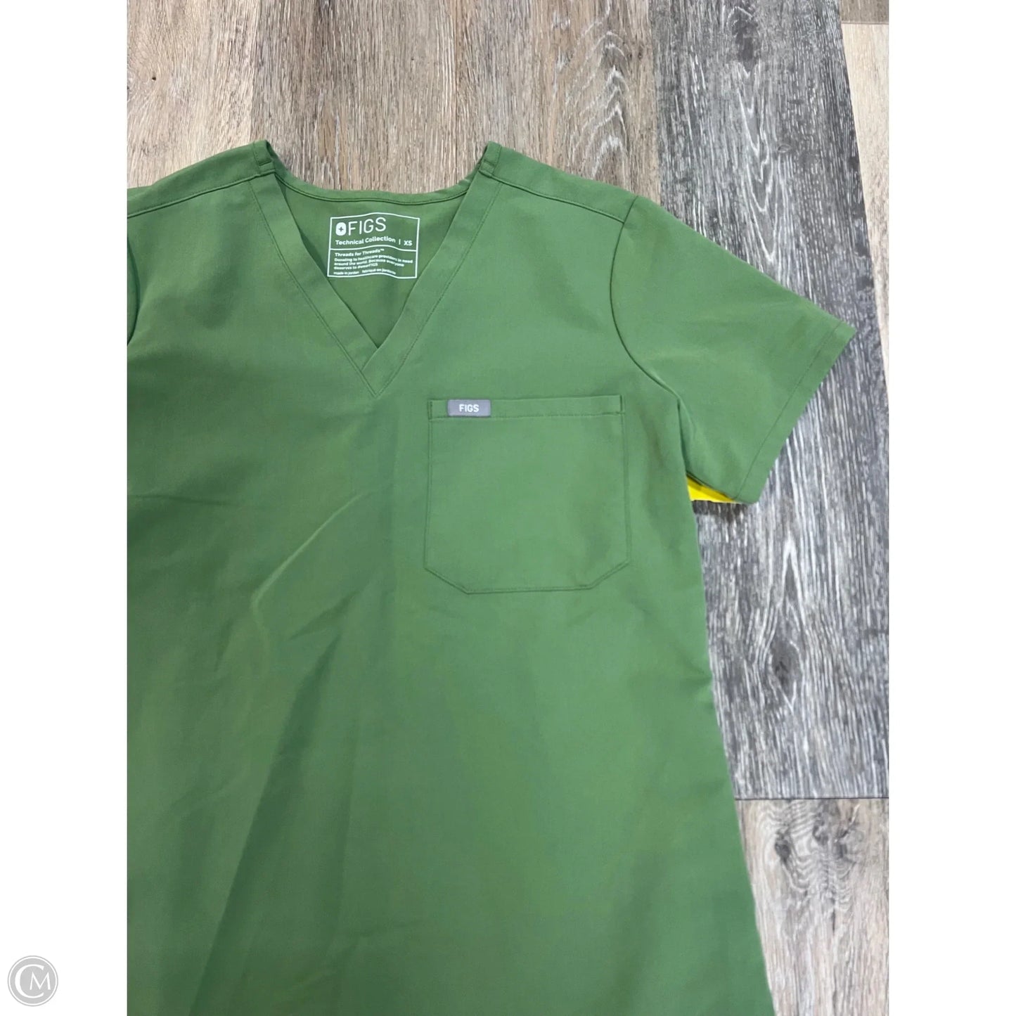 Scrub Top Short Sleeve By Figs In Green, Size: Xs