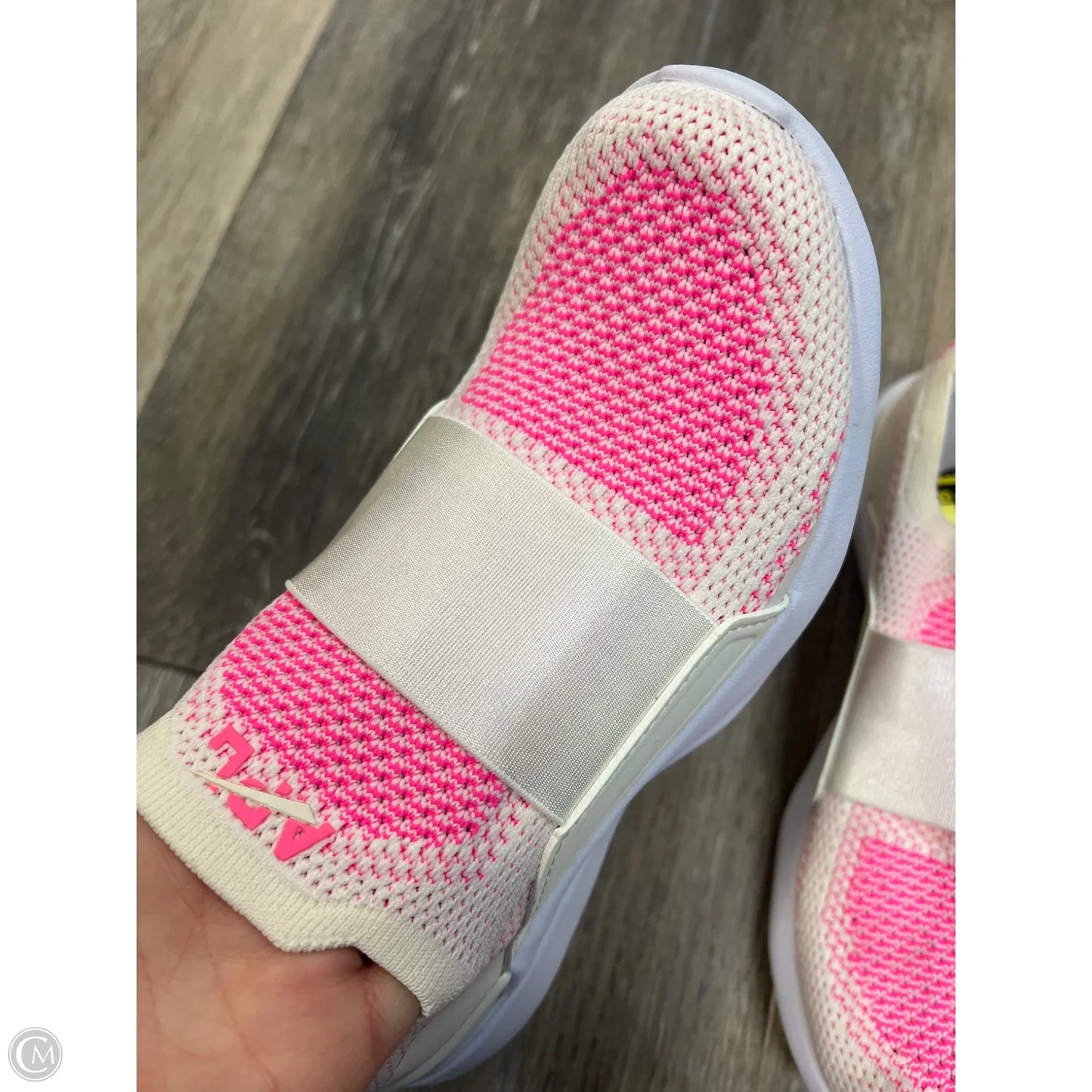 Shoes Designer By Apl In Pink & White, Size: 7