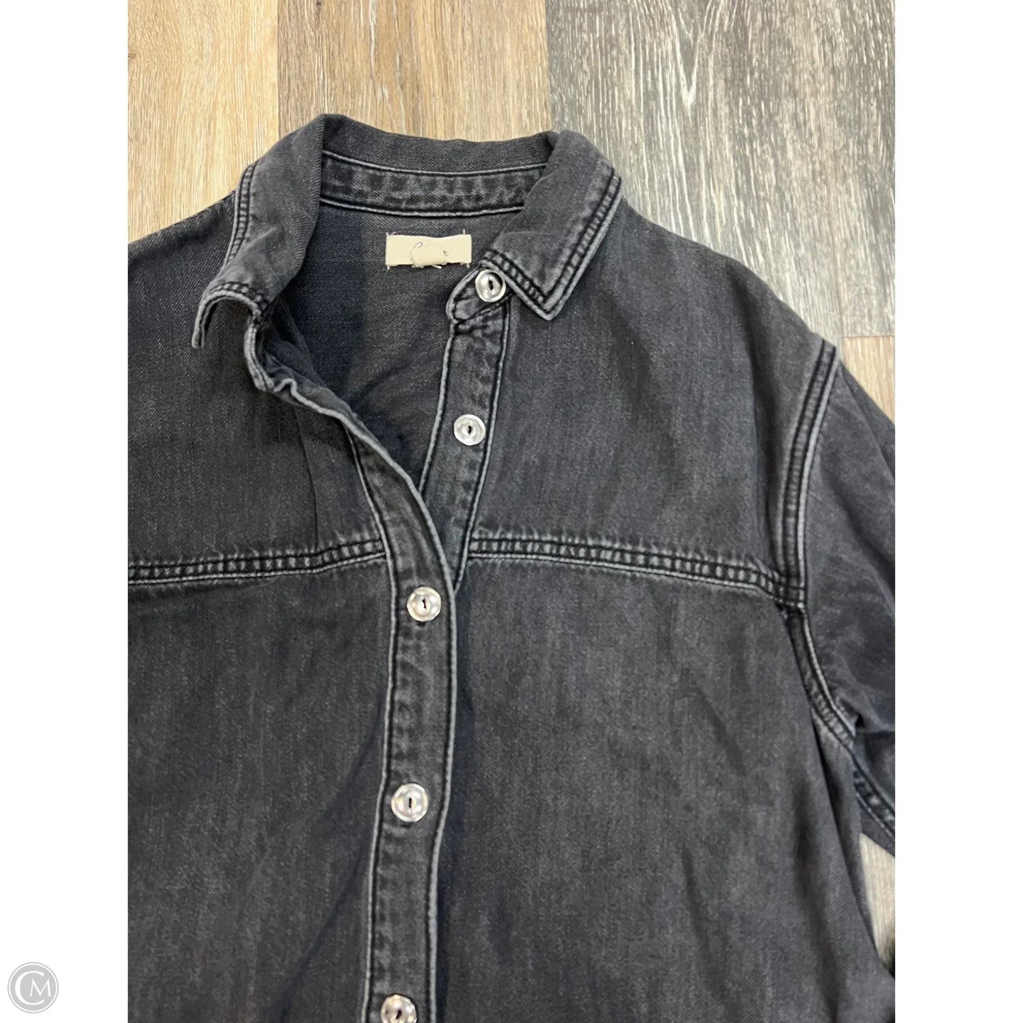 Blouse Long Sleeve By Elan In Grey Denim, Size: S