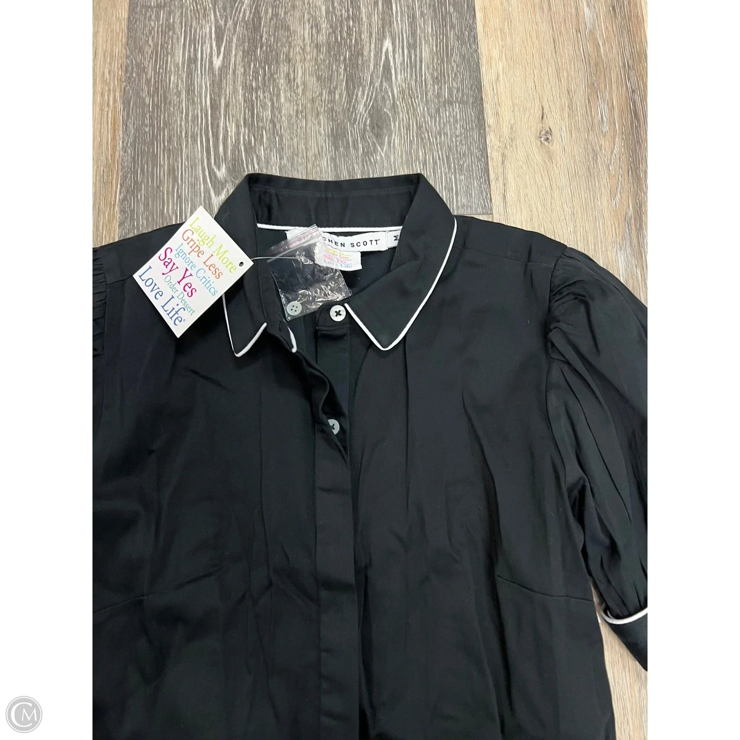 Blouse Short Sleeve By Gretchen Scott In Black, Size: M