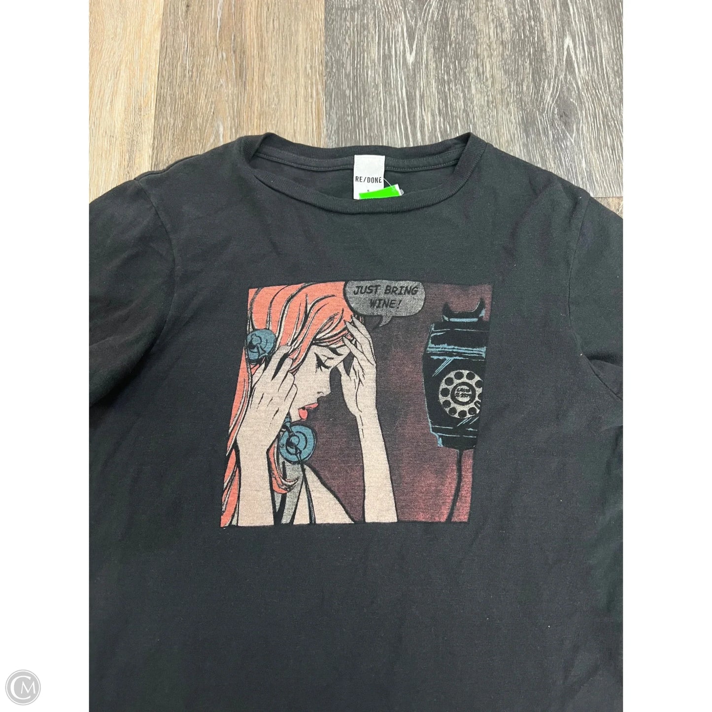Top Short Sleeve By Re/Done In Grey, Size: S