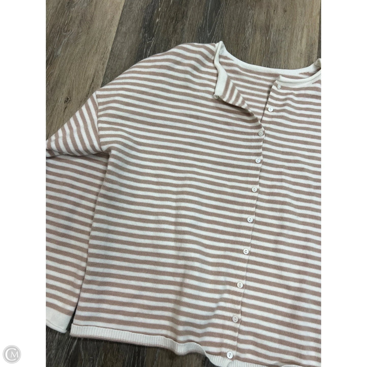 Sweater Cardigan By Clothes Mentor In Striped Pattern, Size: L