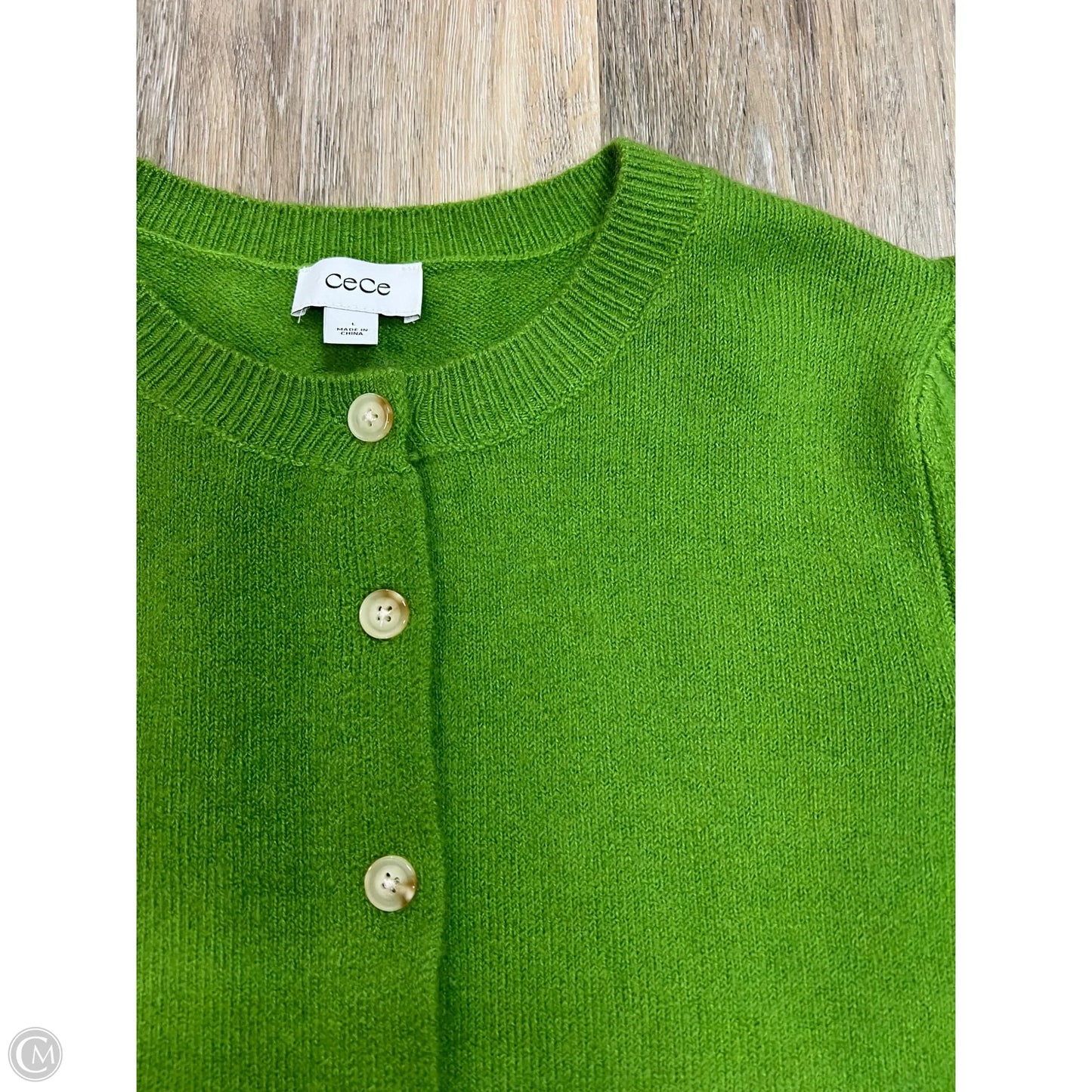Sweater Cardigan By Cece In Green, Size: L