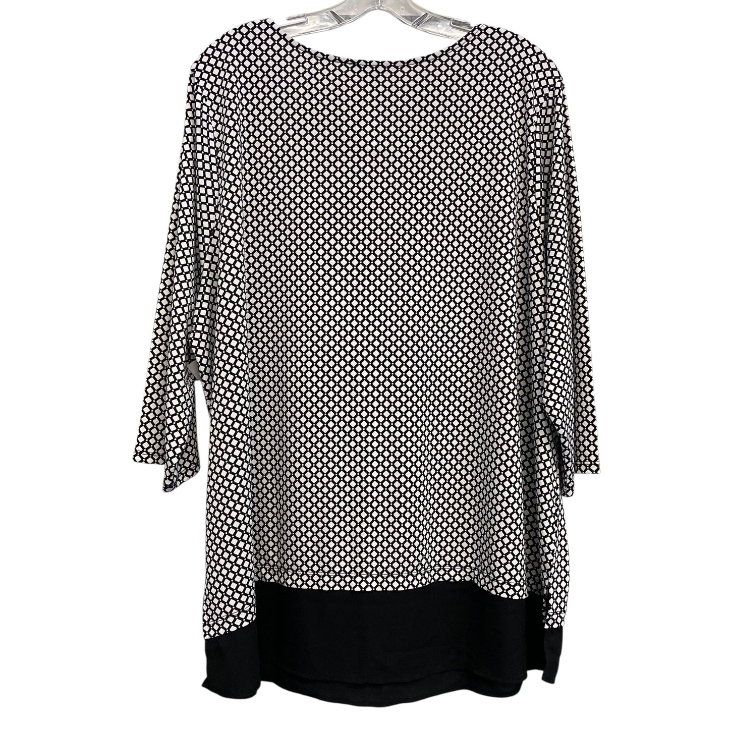 Top Ls By Adrianna Papell In Black & White, Size:3X