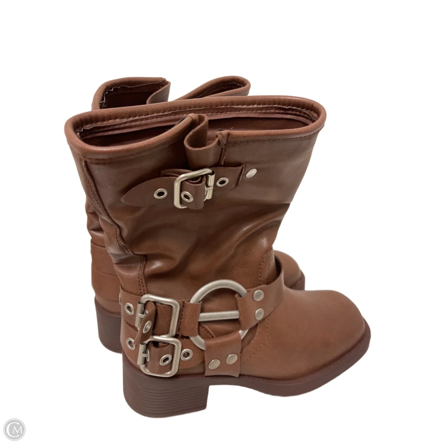 Boots Ankle Heels By Forever In Brown, Size: 9