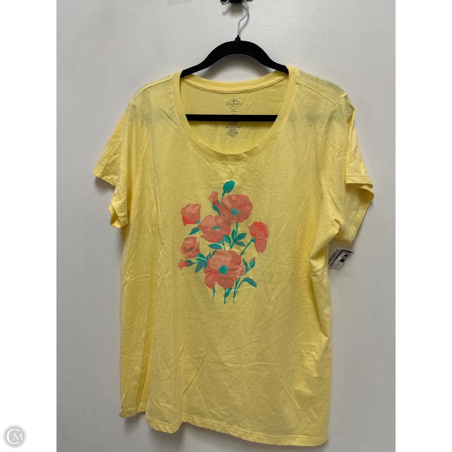 Top Short Sleeve By St Johns Bay In Yellow, Size: 1x