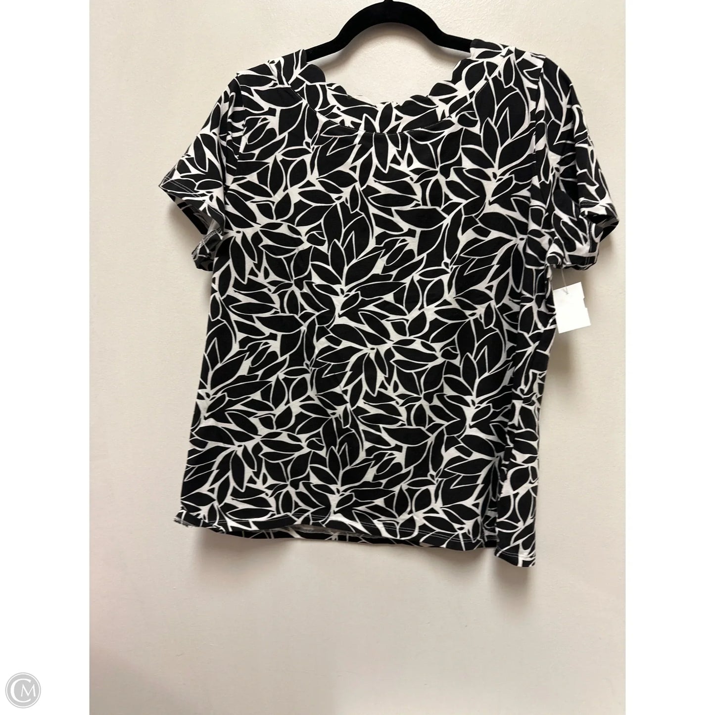 Top Short Sleeve By Anne Klein In Black & White, Size: Xl