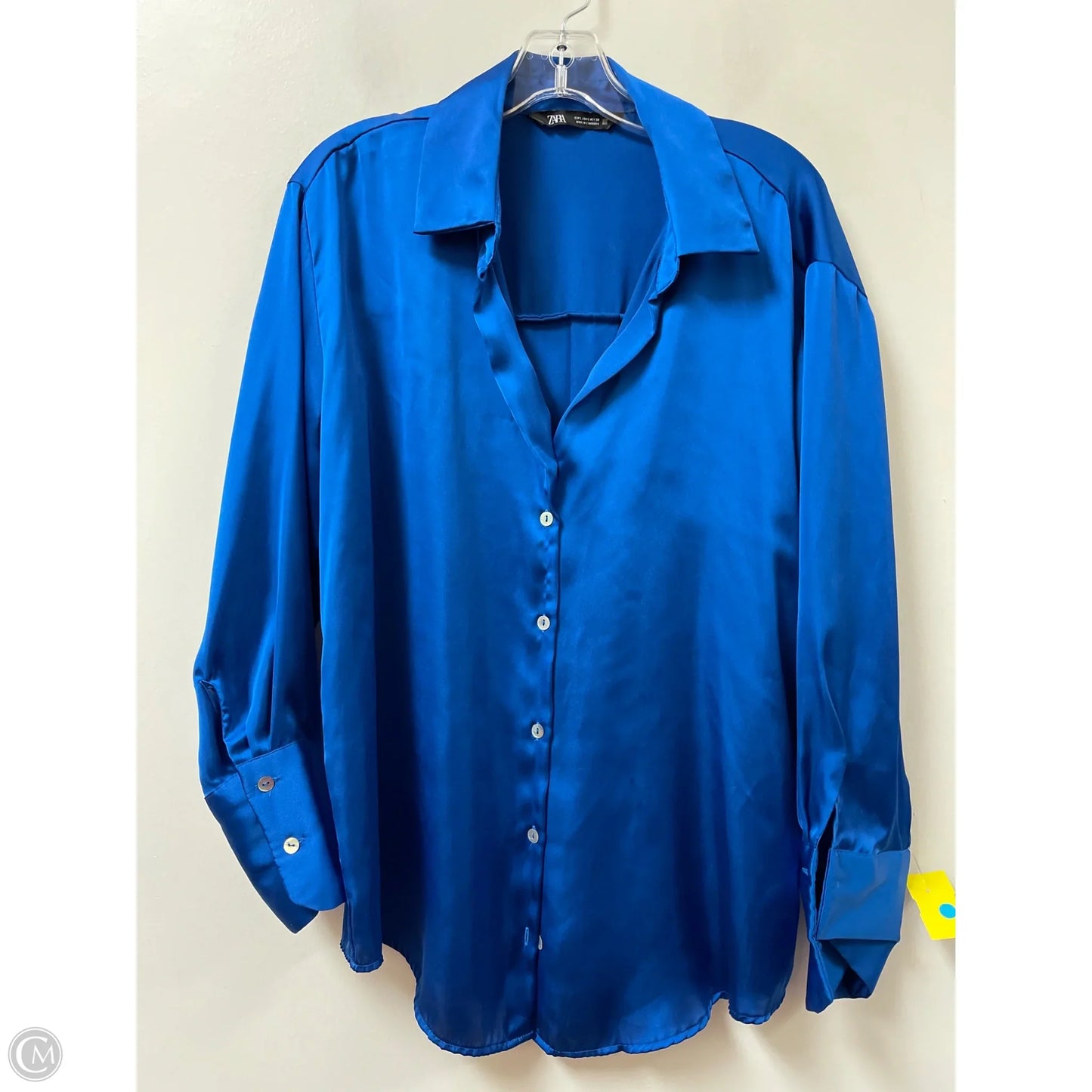 Blouse Long Sleeve By Zara In Blue, Size: L