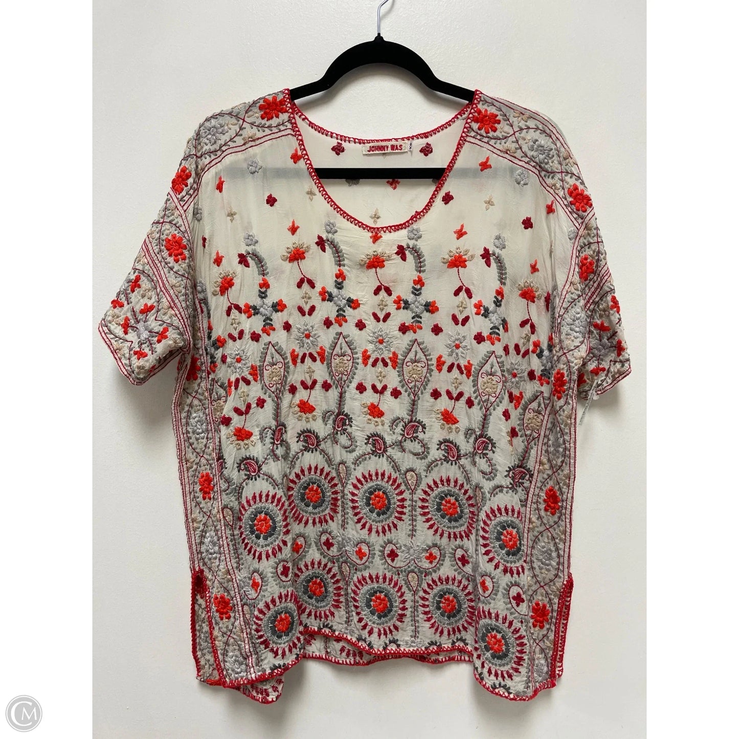 Top Short Sleeve By Johnny Was In Red & White, Size: Xs
