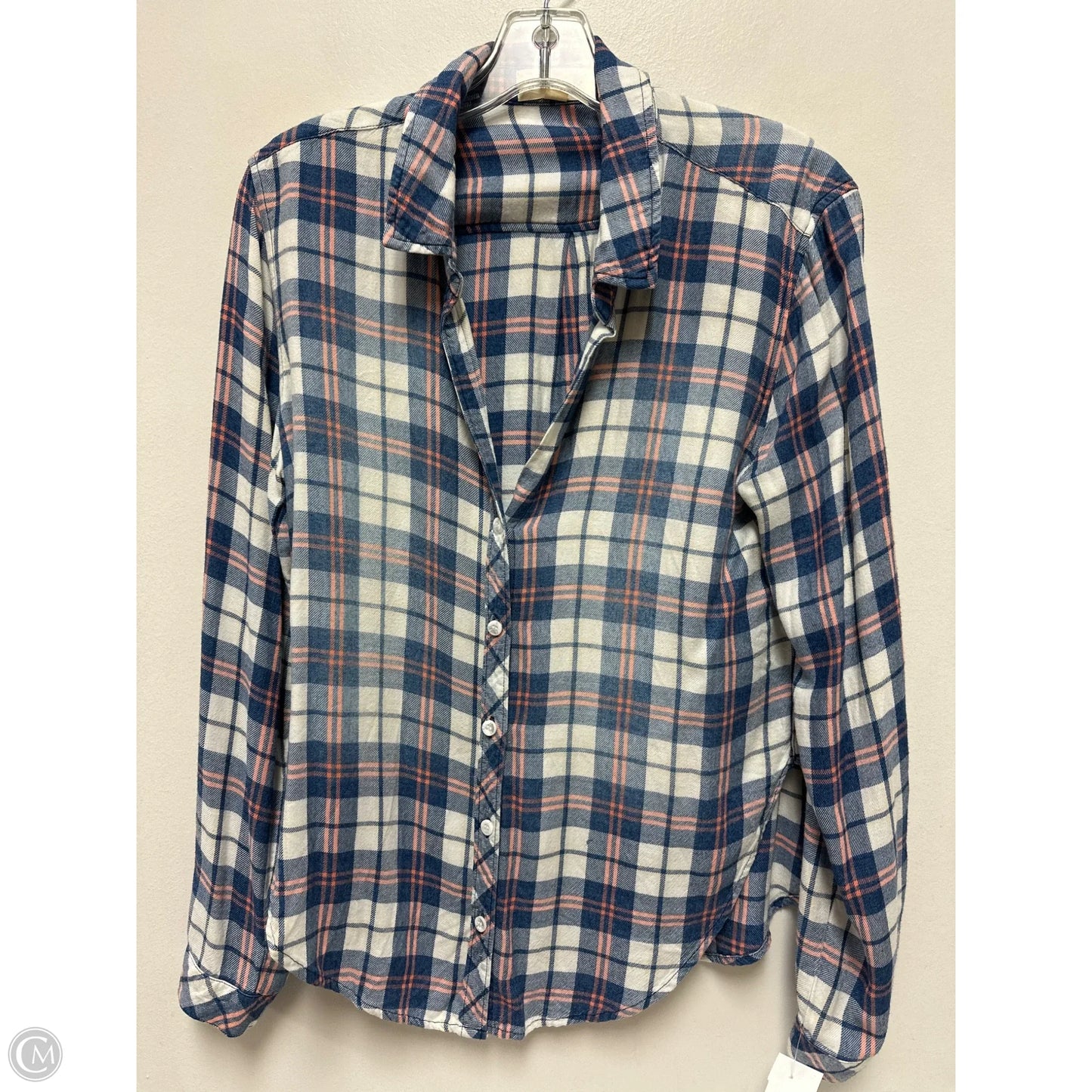 Top Long Sleeve By Cloth & Stone In Plaid Pattern, Size: M
