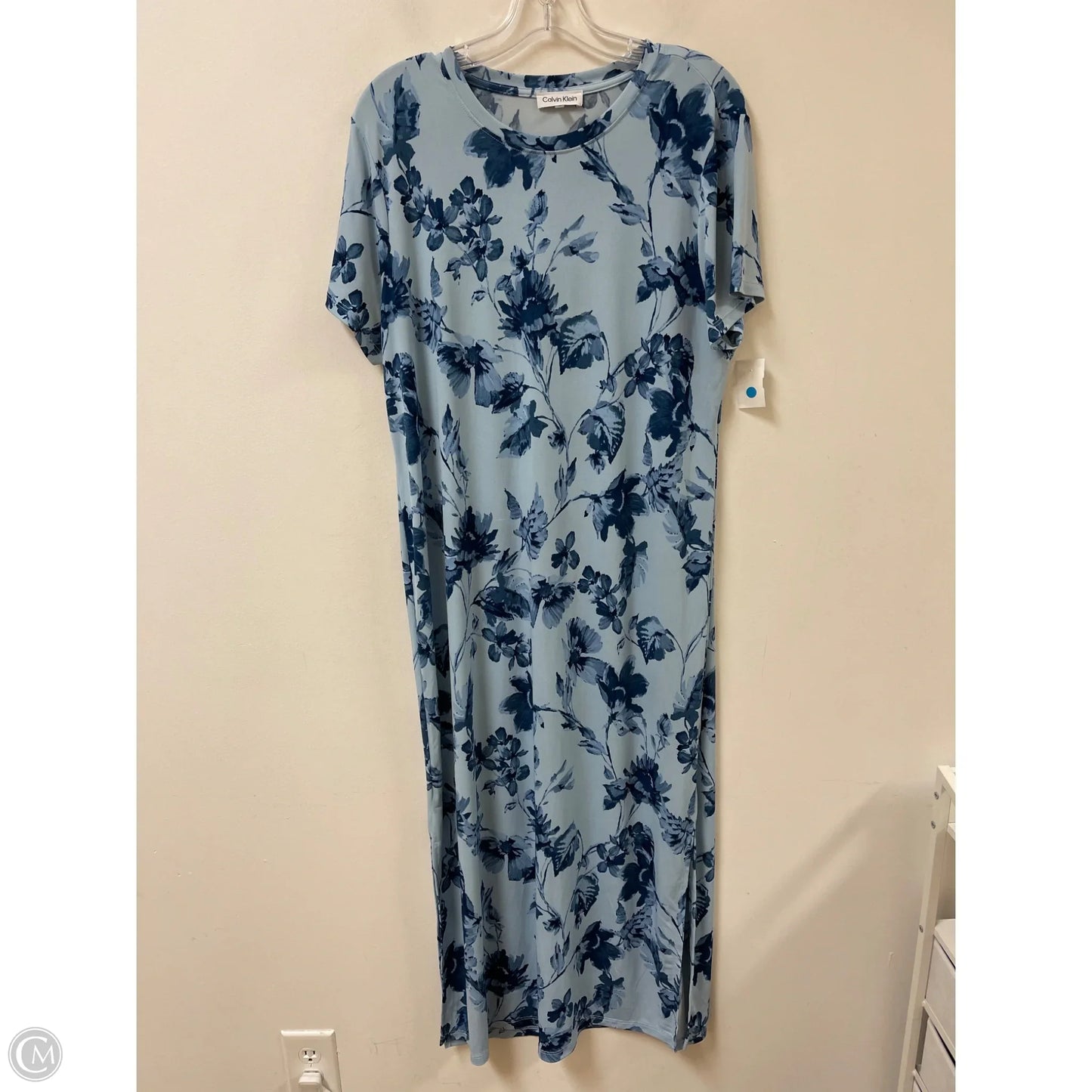 Dress Casual Maxi By Calvin Klein In Blue & Brown, Size: Xl
