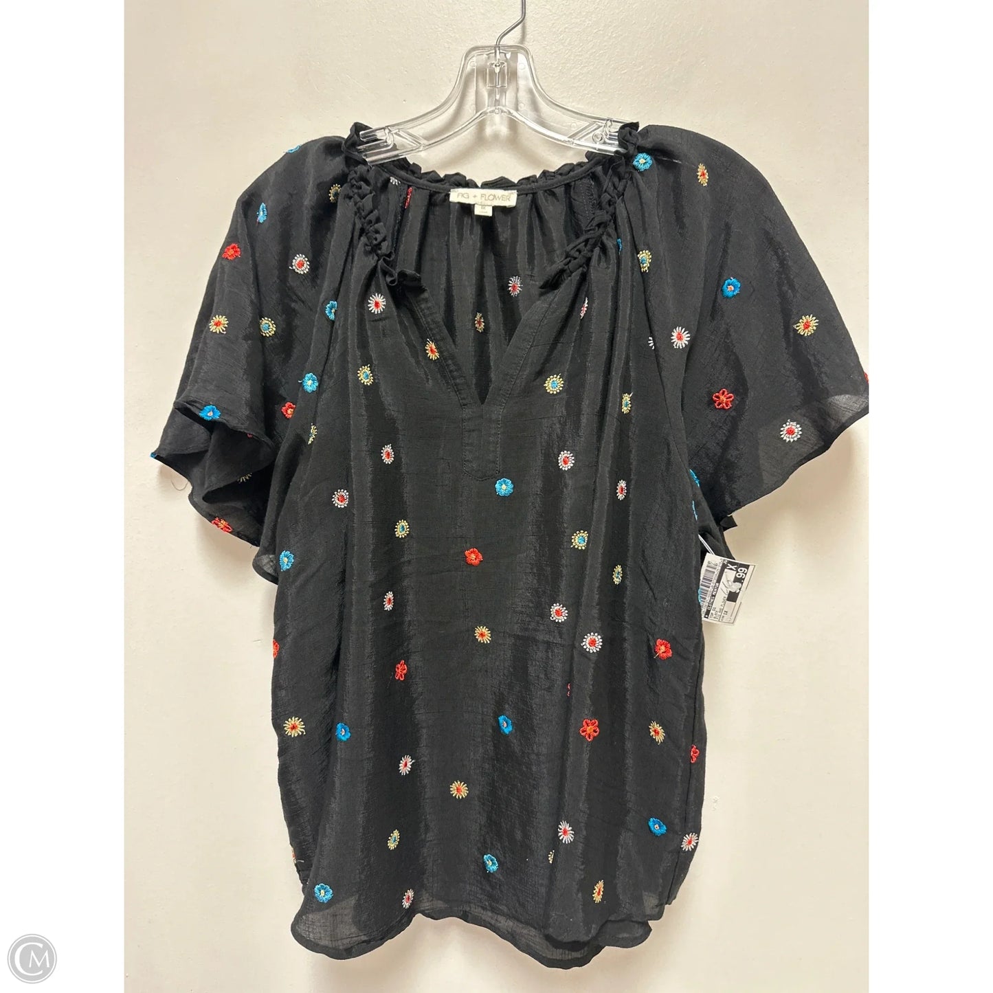 Top Short Sleeve By Clothes Mentor In Black, Size: 1x