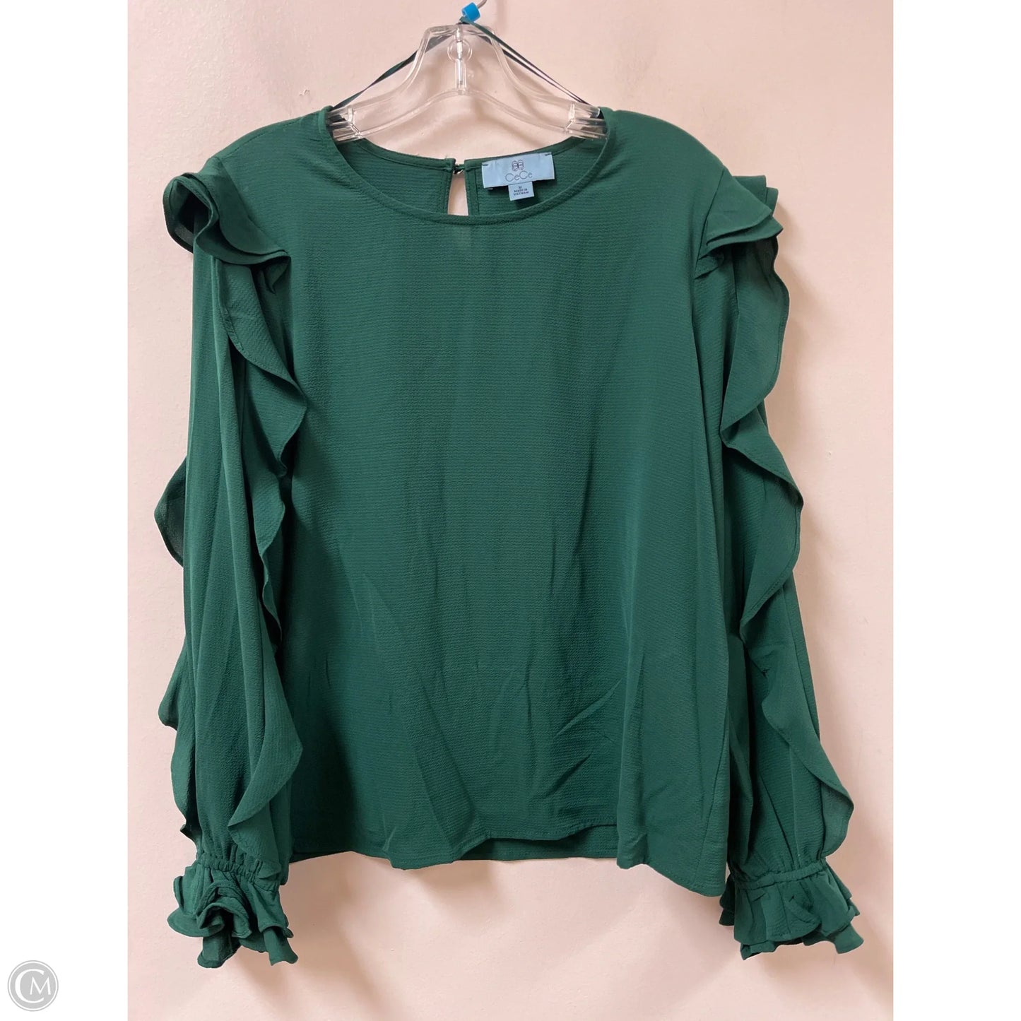 Top Long Sleeve By Cece In Green, Size: M