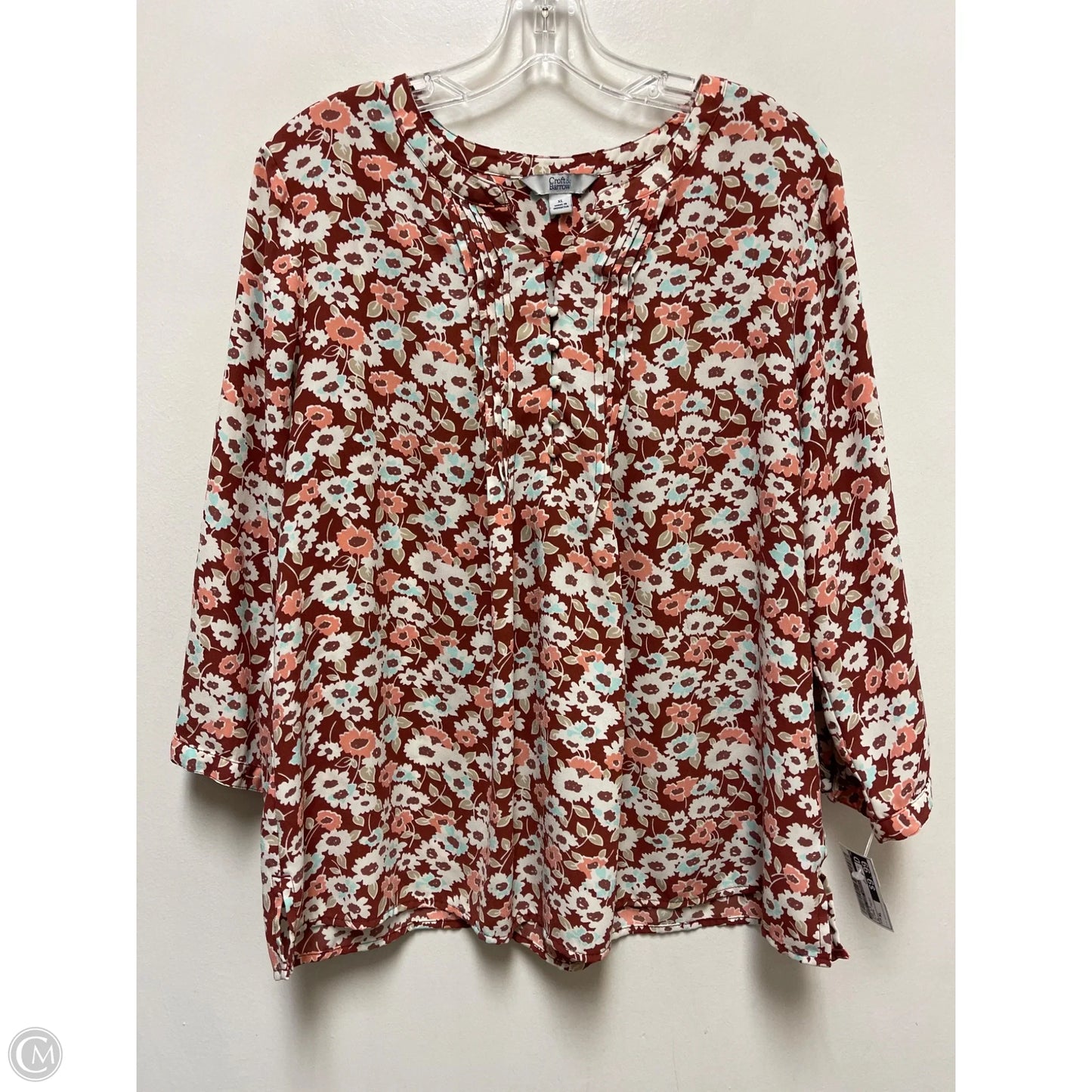 Top Long Sleeve By Croft And Barrow In Floral Print, Size: Xl