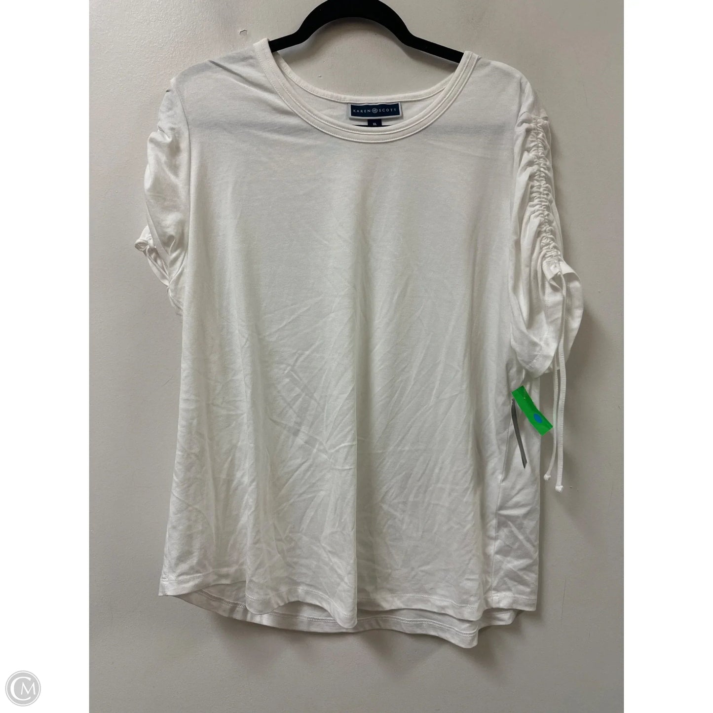 Top Short Sleeve By Karen Scott In White, Size: Xl