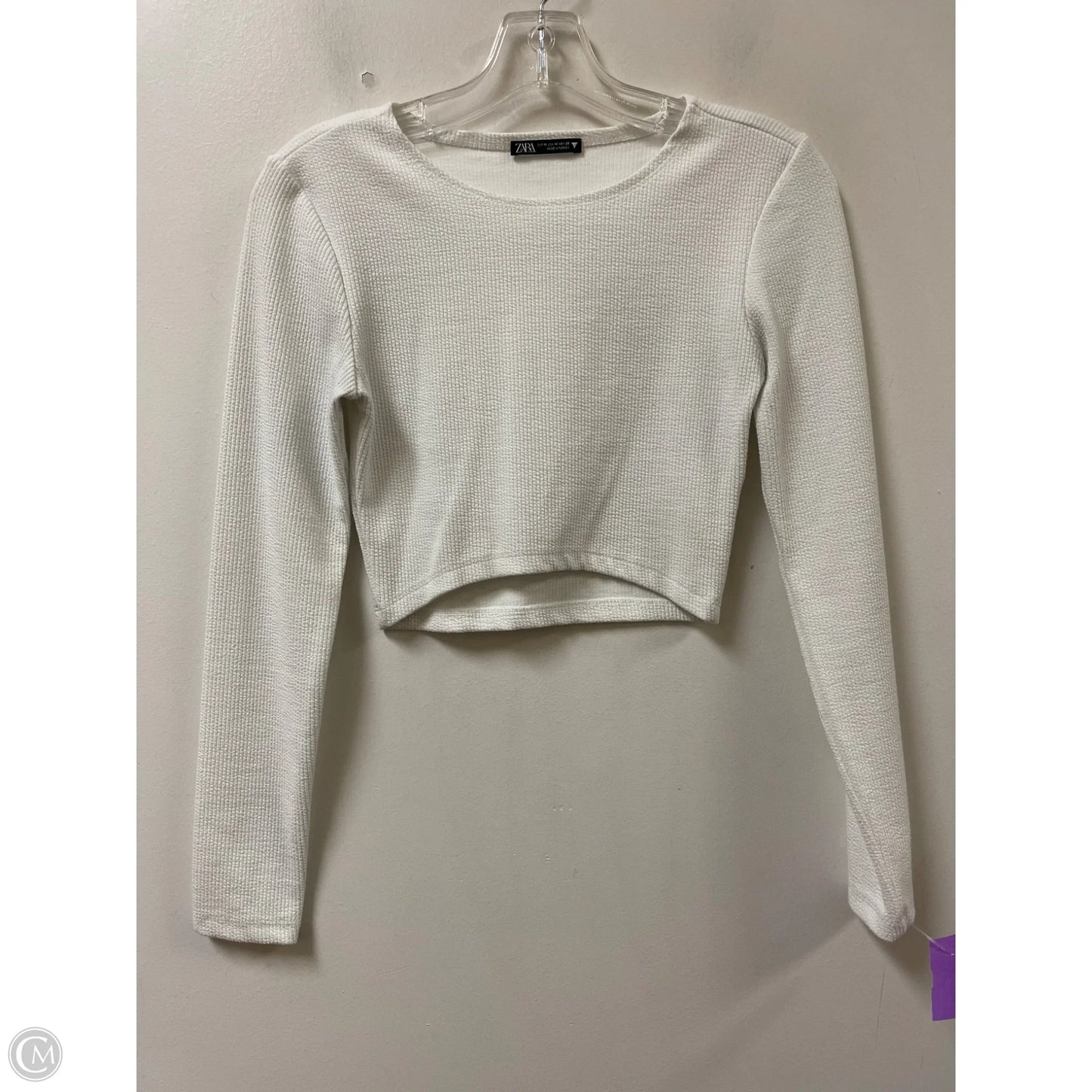 Top Long Sleeve By Zara In White, Size: M