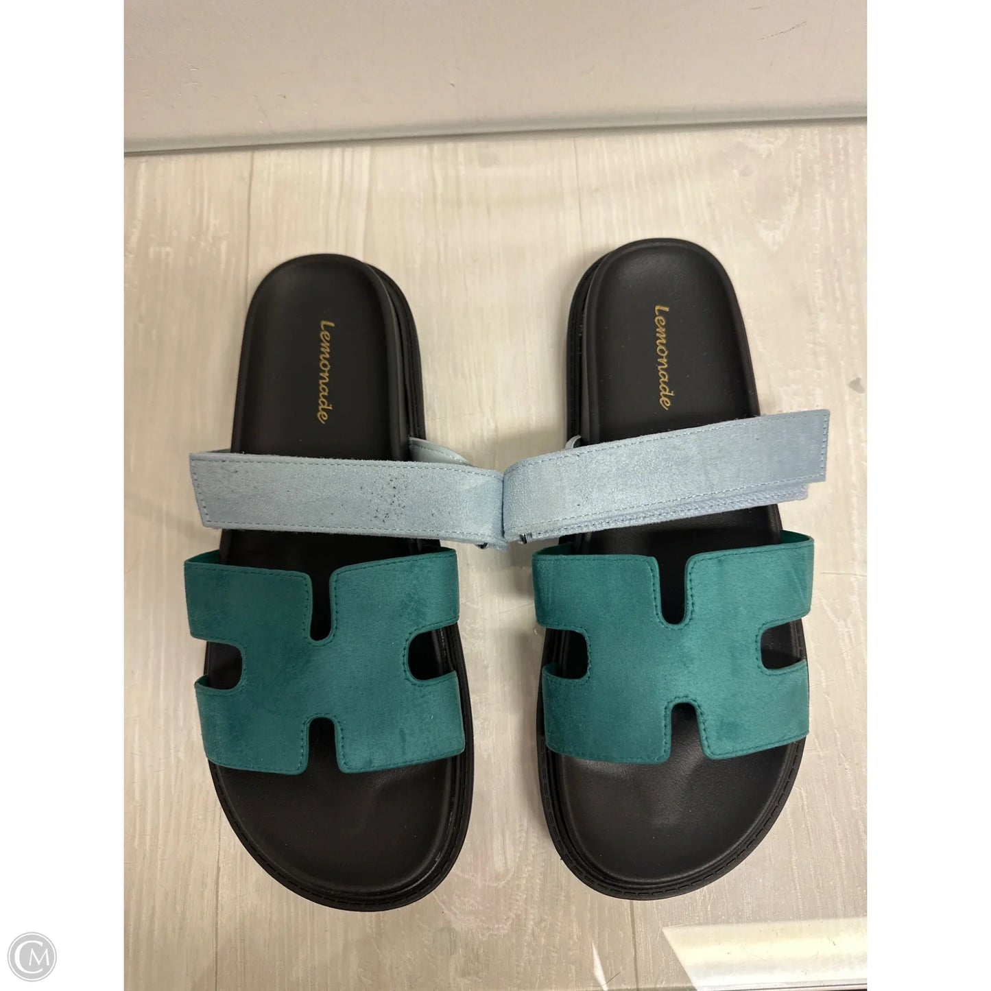 Sandals Flats By Clothes Mentor In Blue & Green, Size: 10