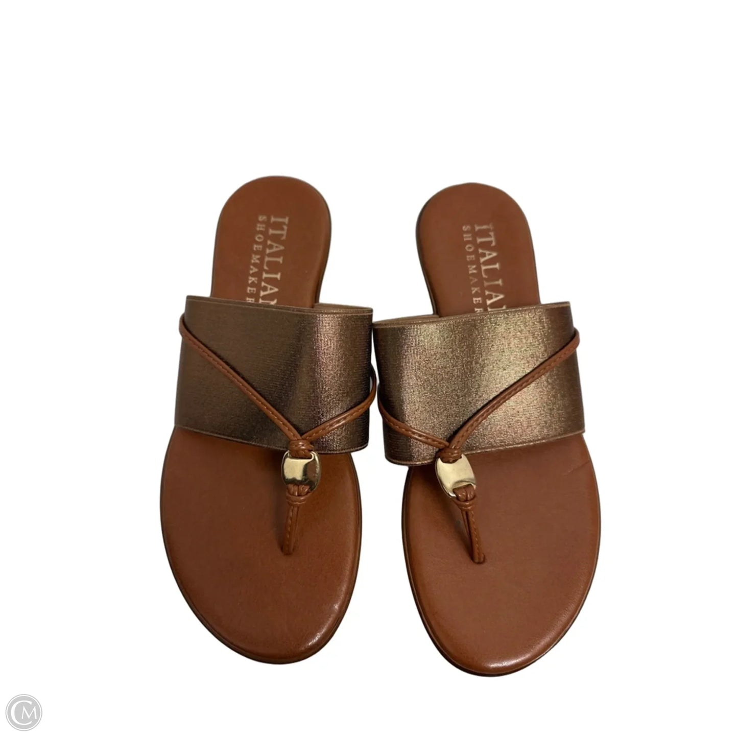 Sandals Flats By Italian Shoemakers In Bronze, Size: 6.5