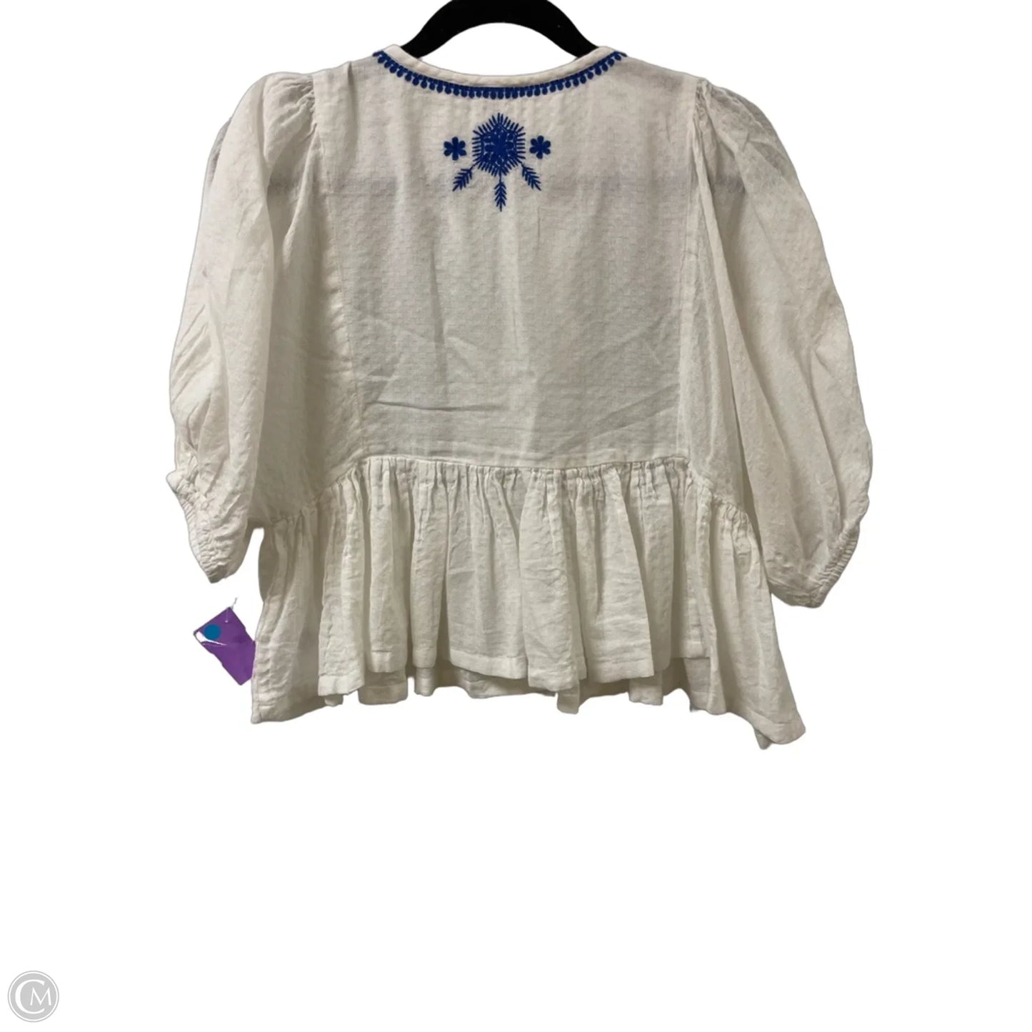 Top 3/4 Sleeve By En Creme In White, Size: S