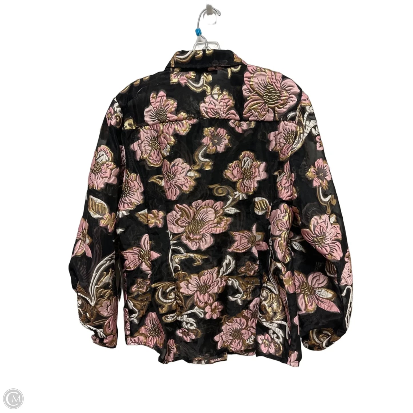 Blouse Long Sleeve By Boston Proper In Black & Pink, Size: Xl