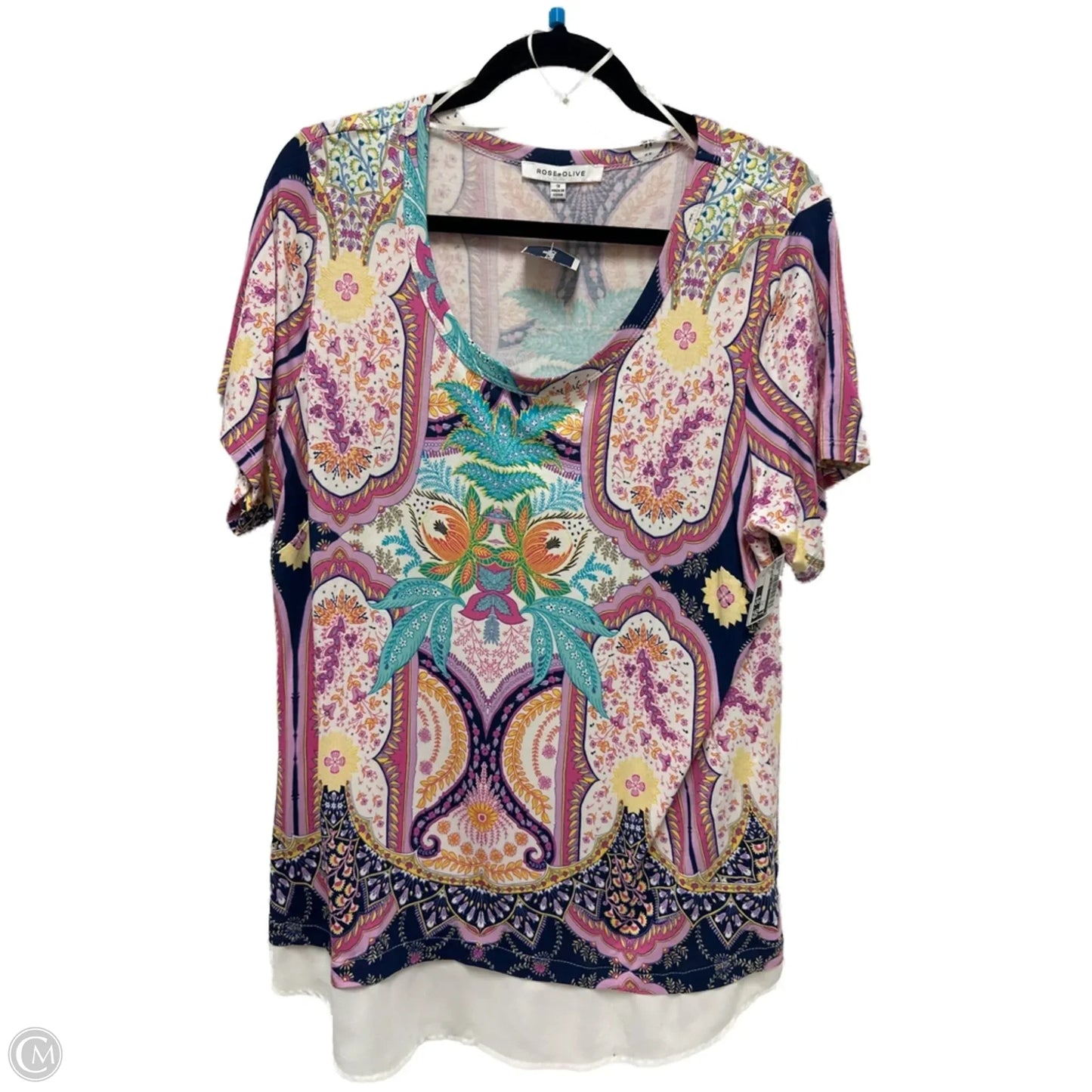 Top Short Sleeve By Rose And Olive In Multi-colored, Size: 1x