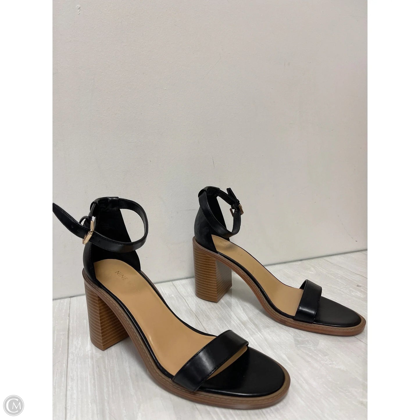 Sandals Heels Block By Nine West In Black, Size: 11