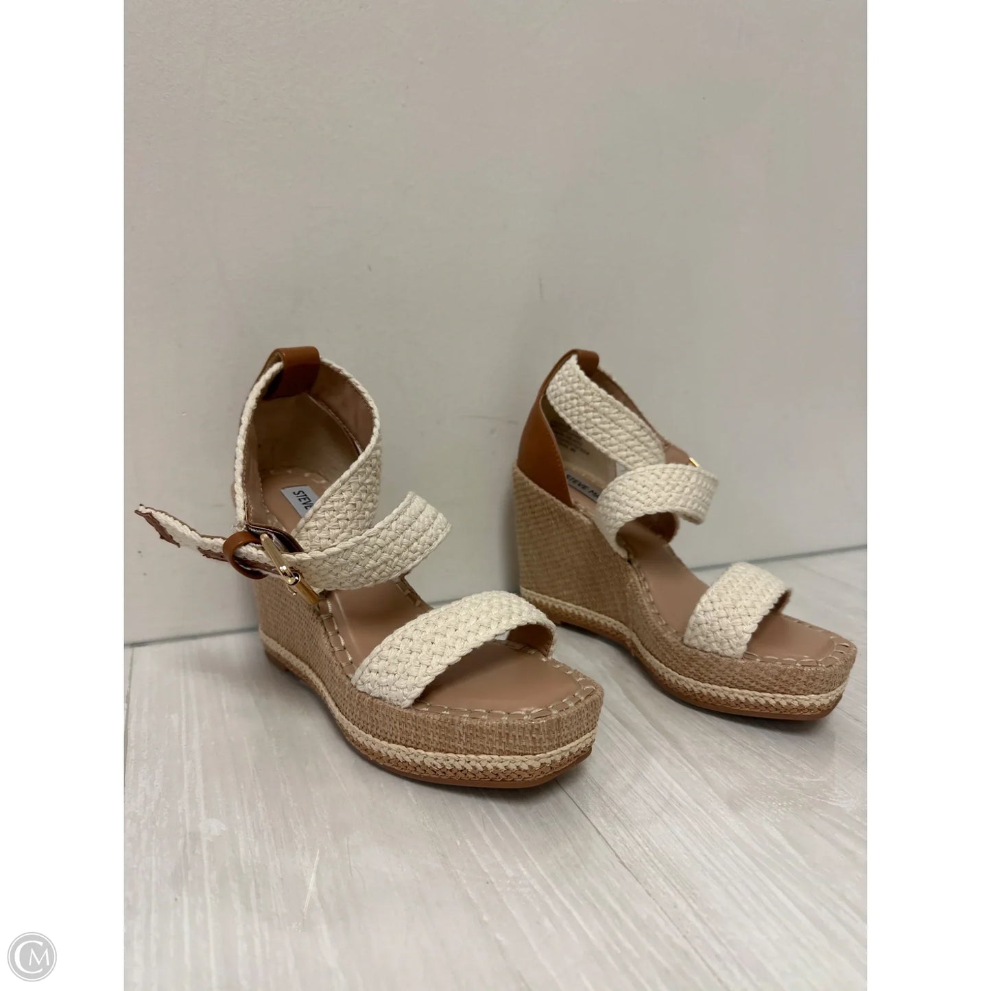 Sandals Heels Wedge By Steve Madden In Cream, Size: 6.5