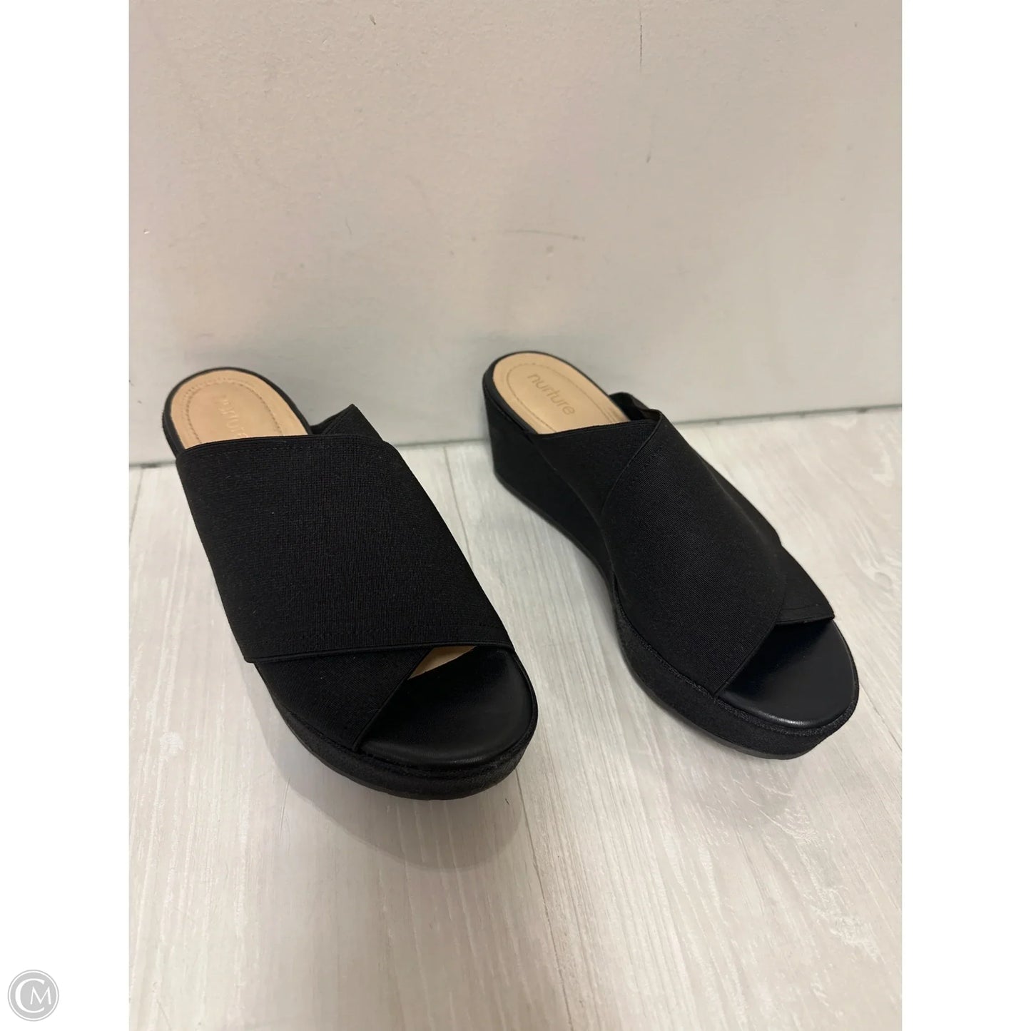 Sandals Heels Wedge By Nurture In Black, Size: 7.5