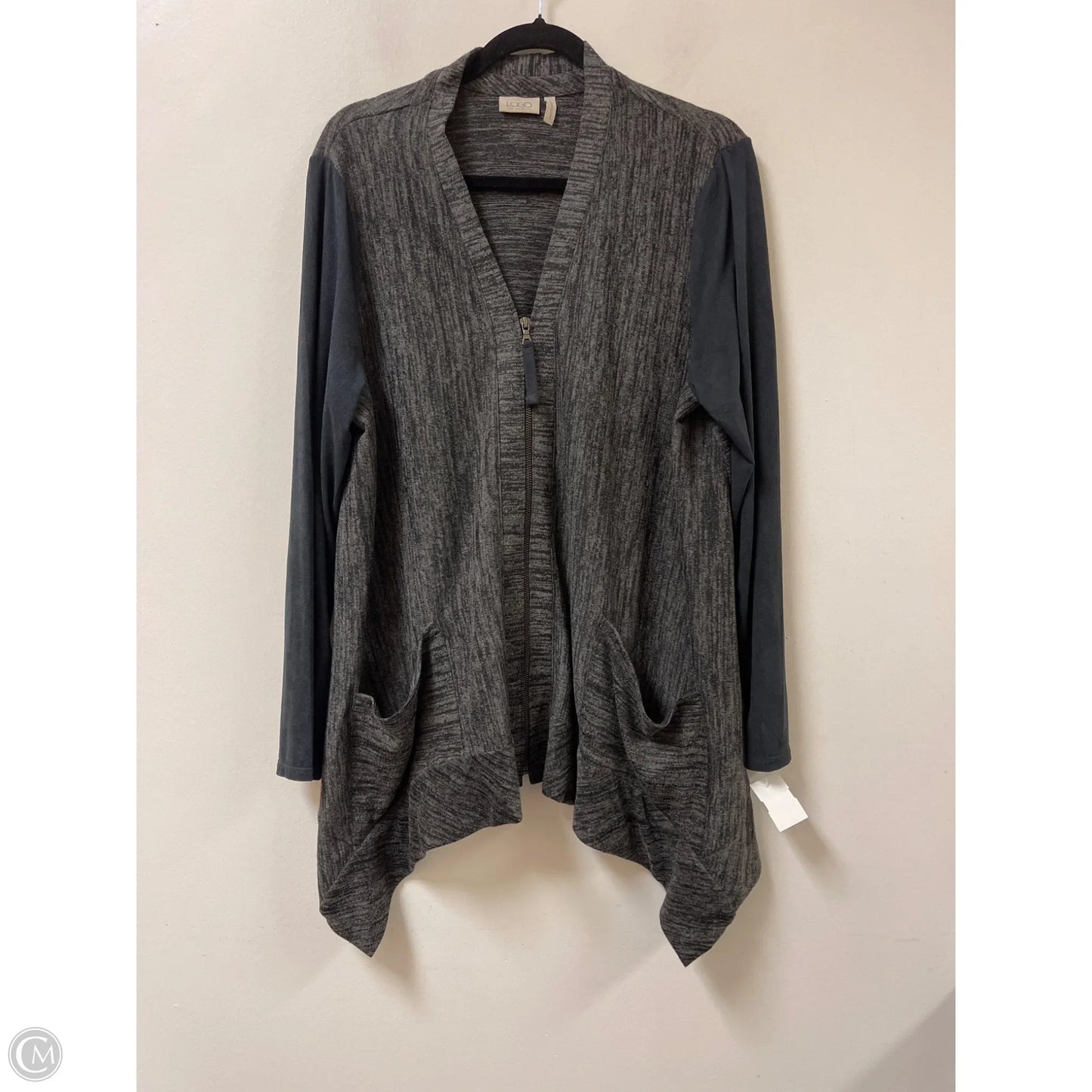 Sweater Cardigan By Logo In Grey, Size: L