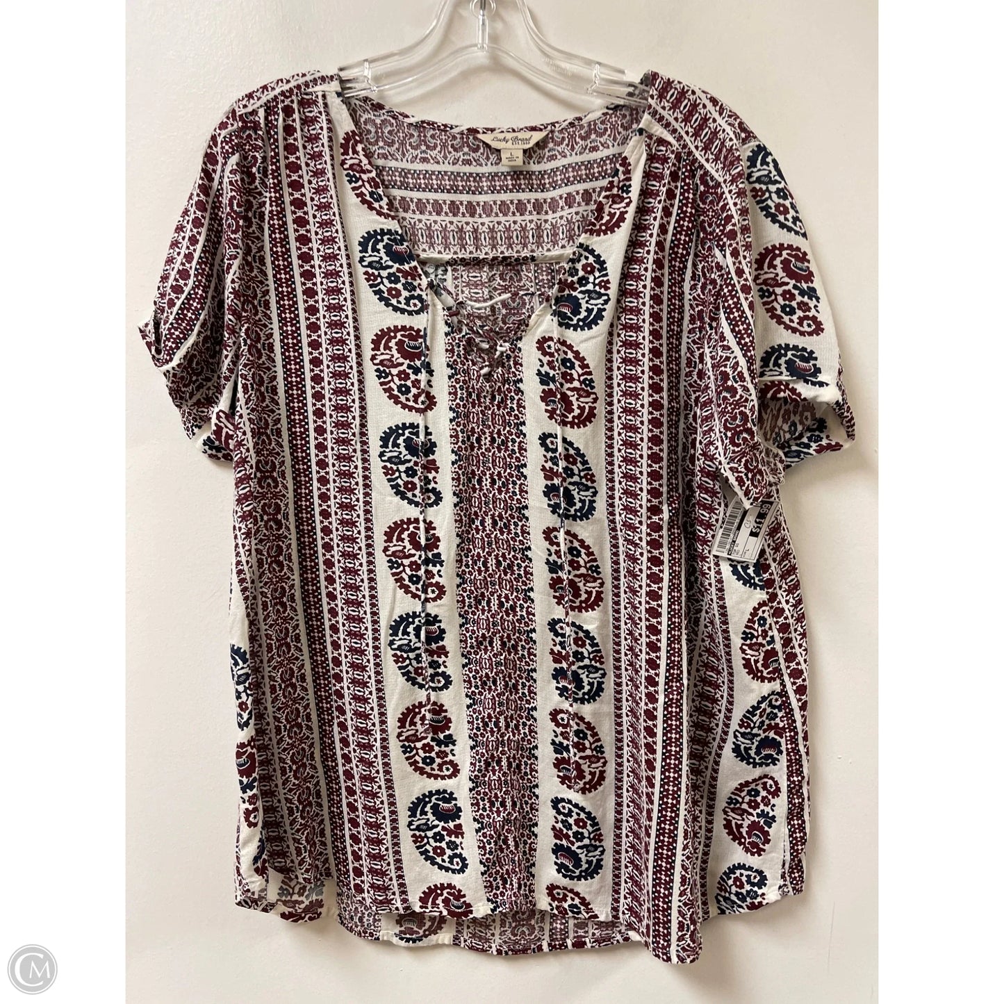 Top Short Sleeve By Lucky Brand In Red, Size: L