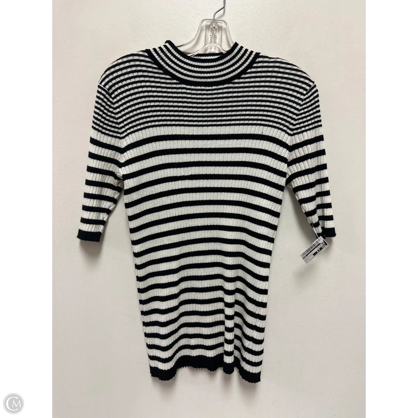 Top Short Sleeve By Dip In Black & White, Size: L