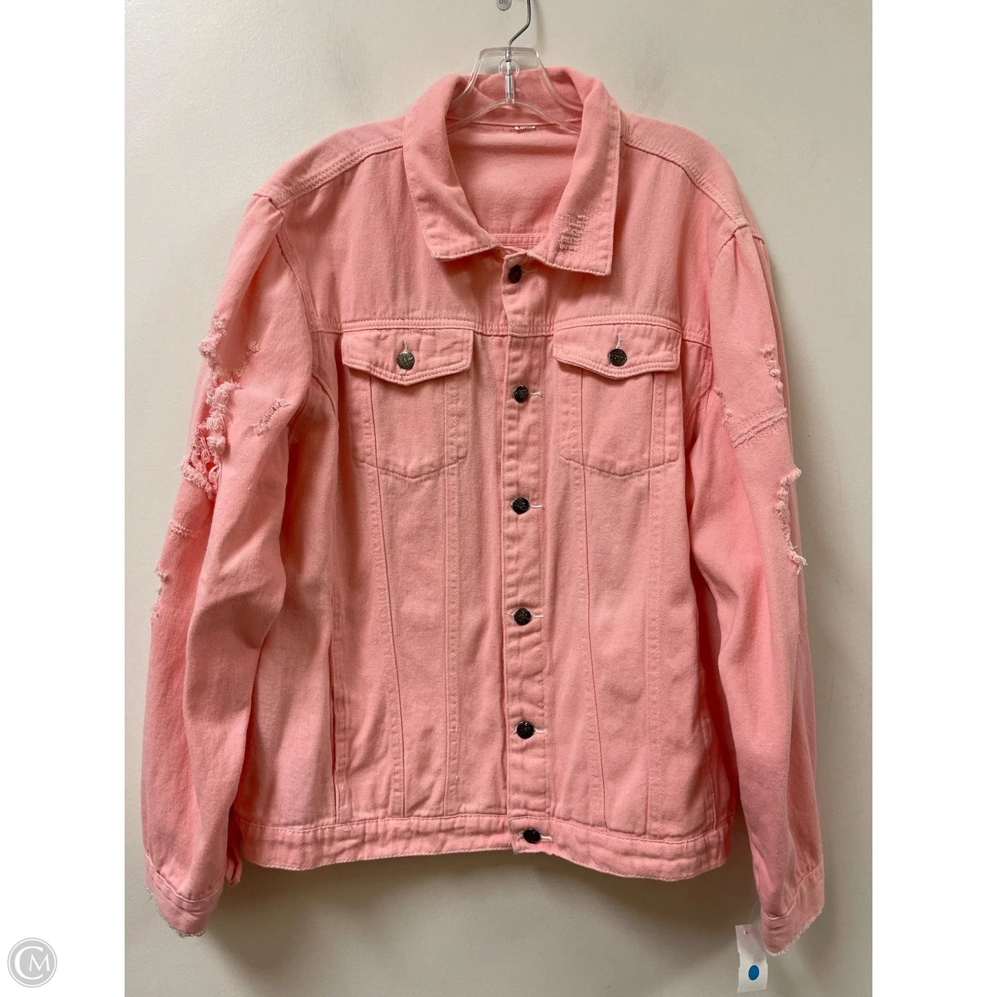 Jacket Denim By Clothes Mentor In Pink, Size: L