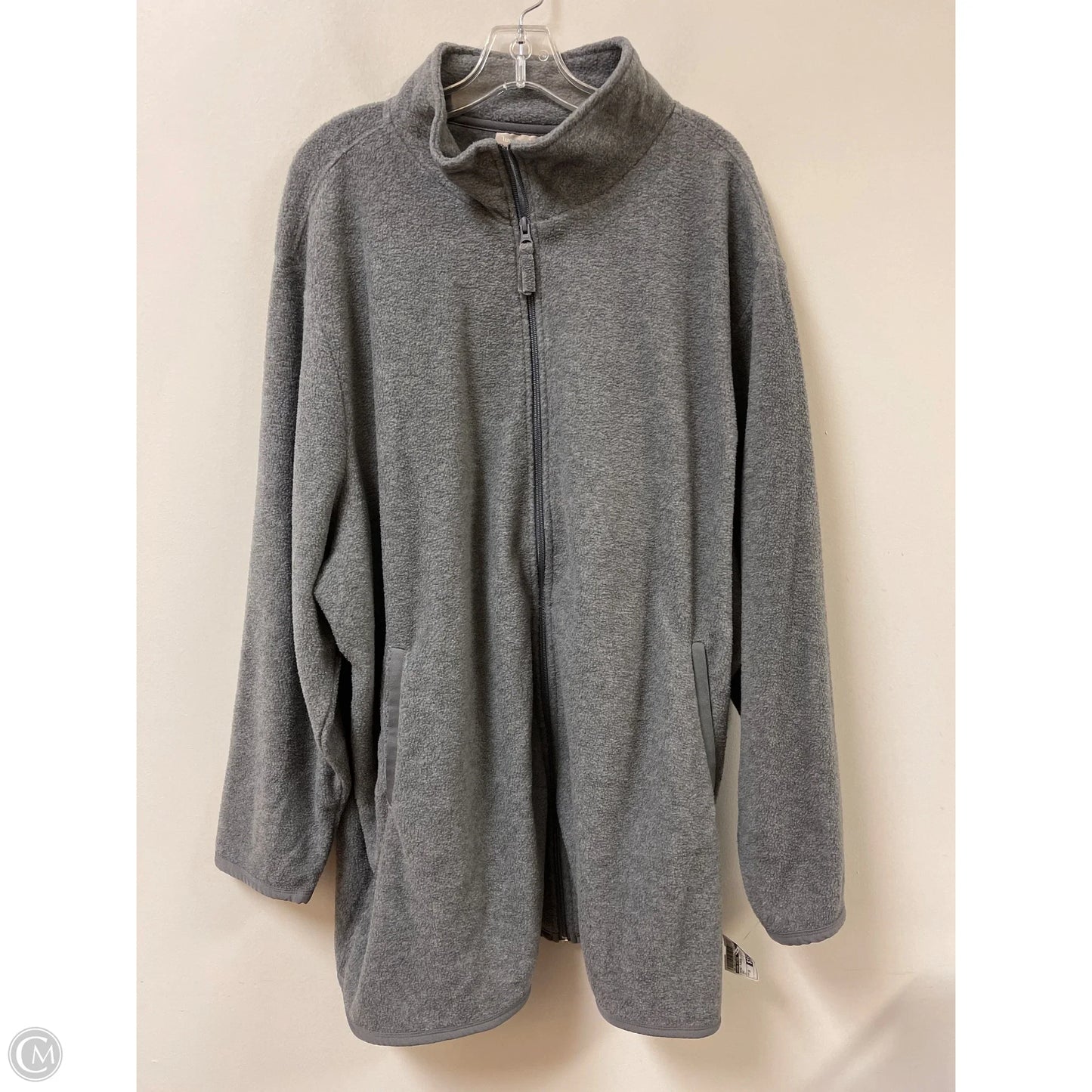 Jacket Fleece By Woman Within In Grey, Size: 3x
