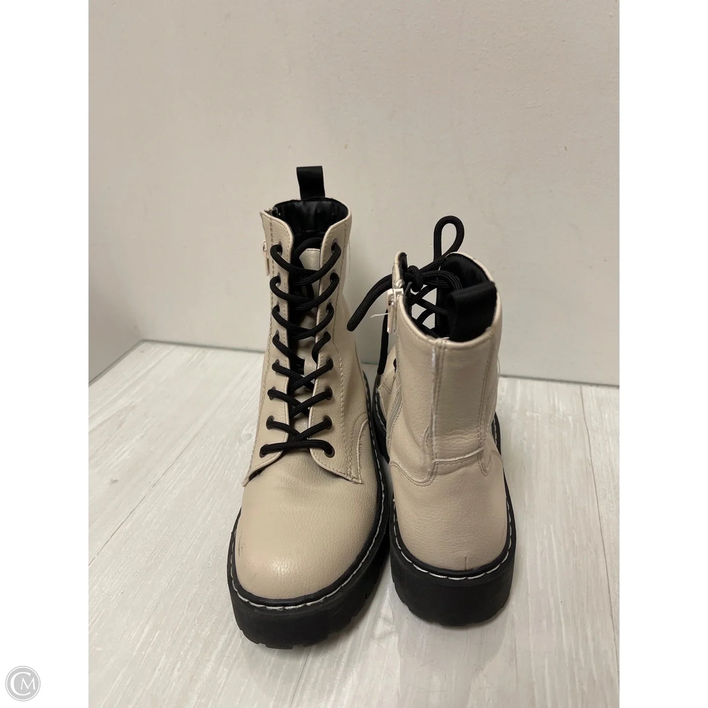 Boots Combat By Sincerely Jules In Cream, Size: 8.5