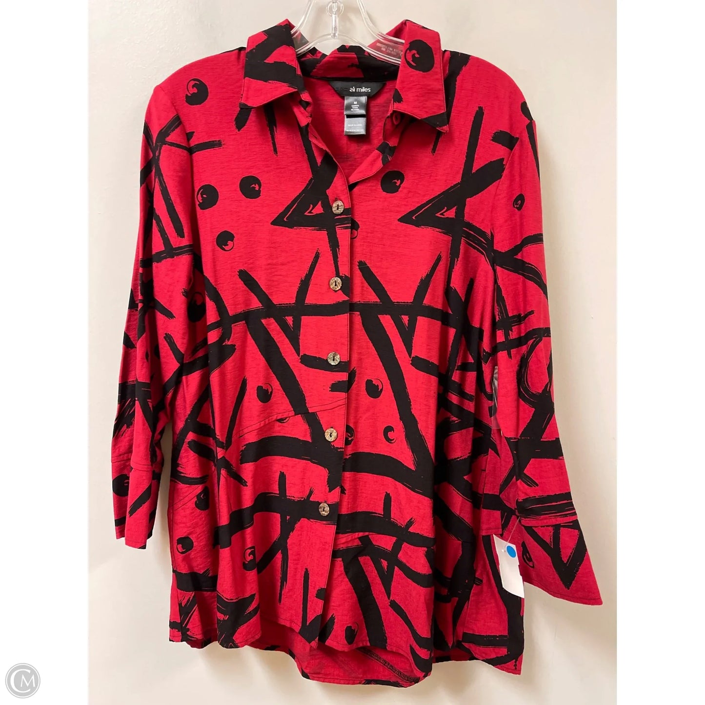 Blouse Long Sleeve By Ali Miles In Red, Size: M