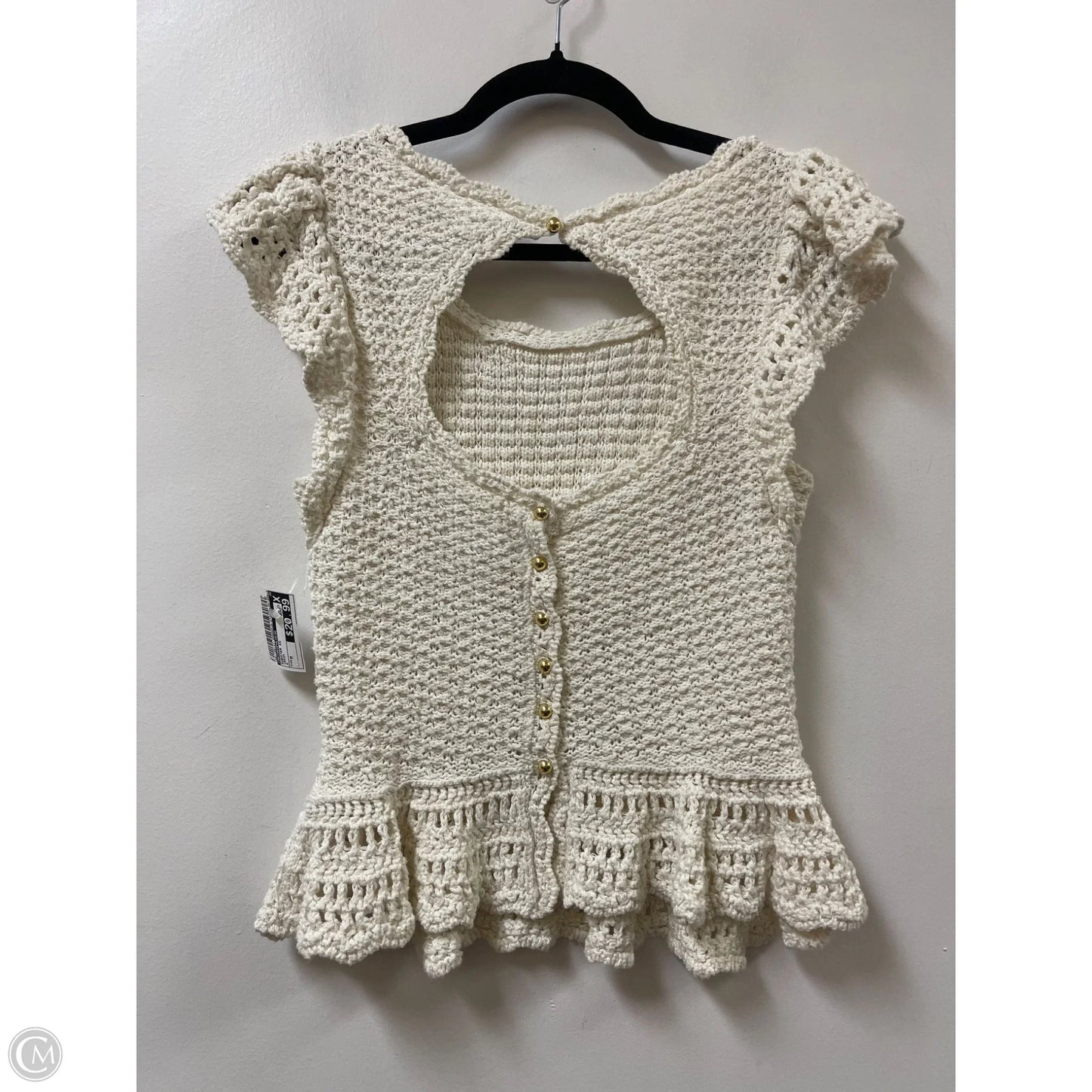 Sweater Short Sleeve By Anthropologie In Cream, Size: M