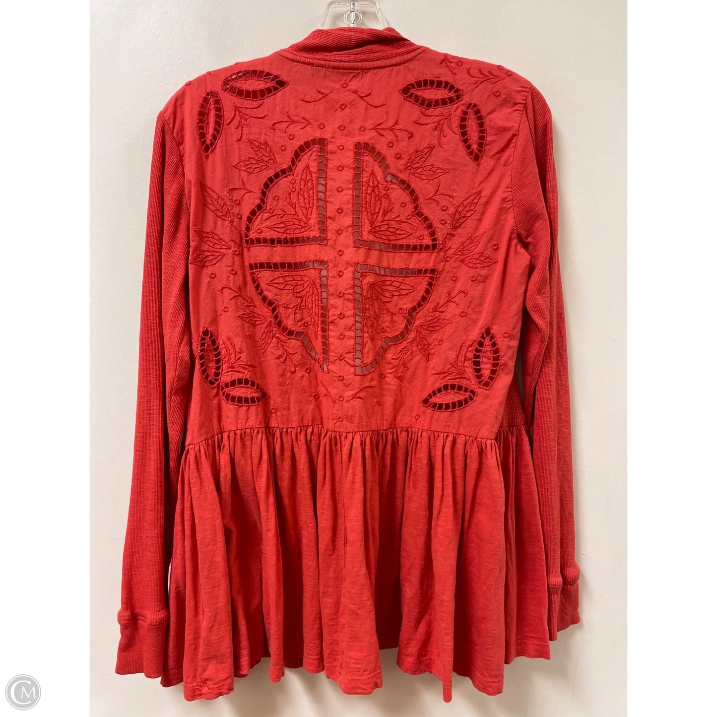 Sweater Cardigan By Logo In Orange, Size: M