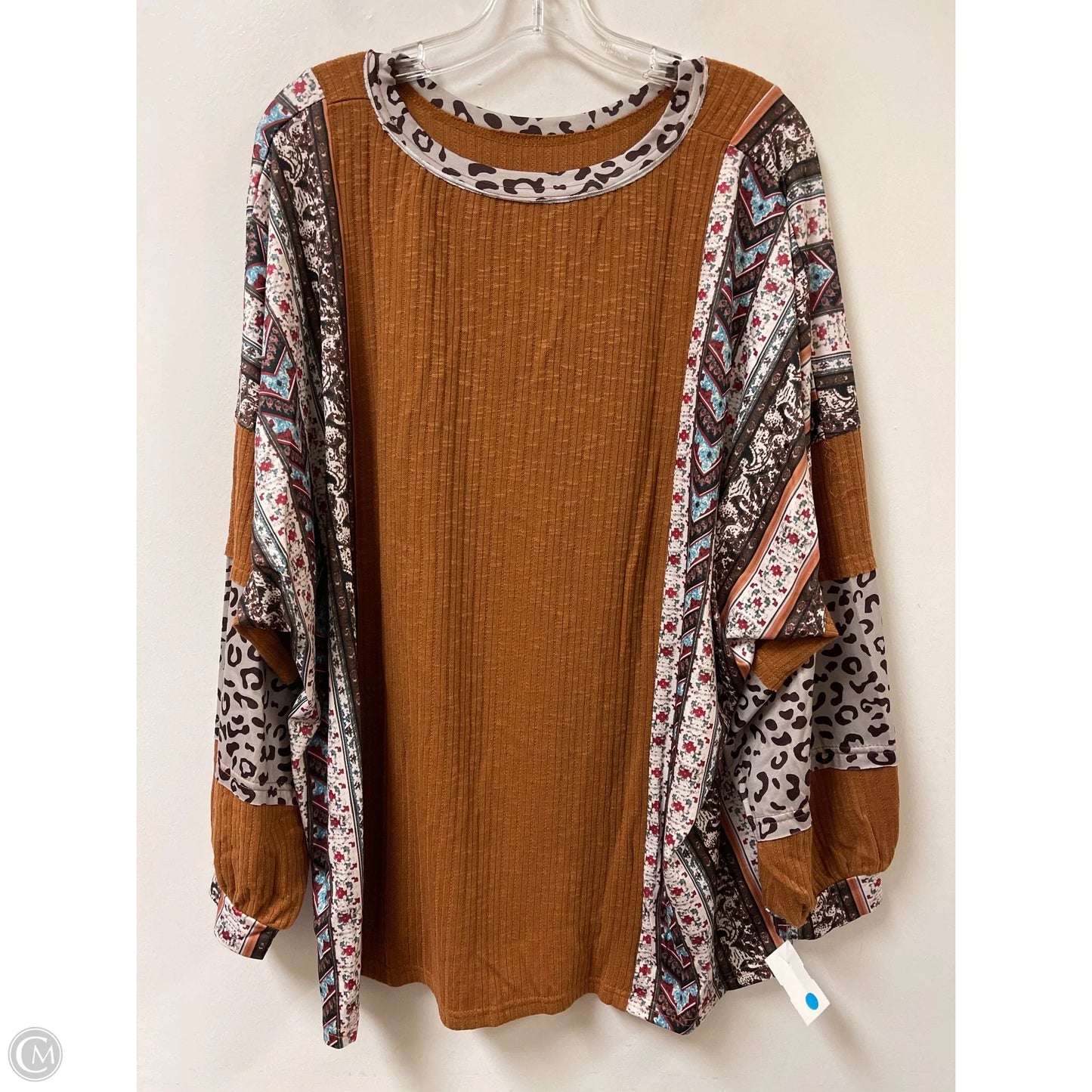 Tunic Long Sleeve By Clothes Mentor In Brown, Size: S