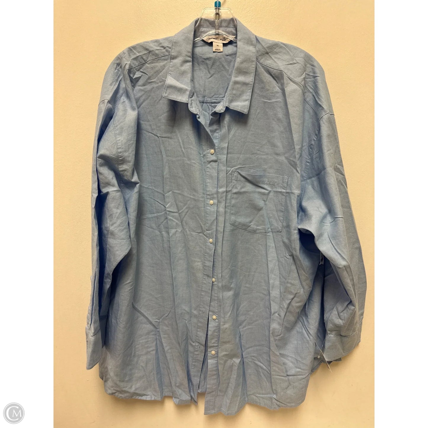 Blouse Long Sleeve By Old Navy In Blue, Size: Xl